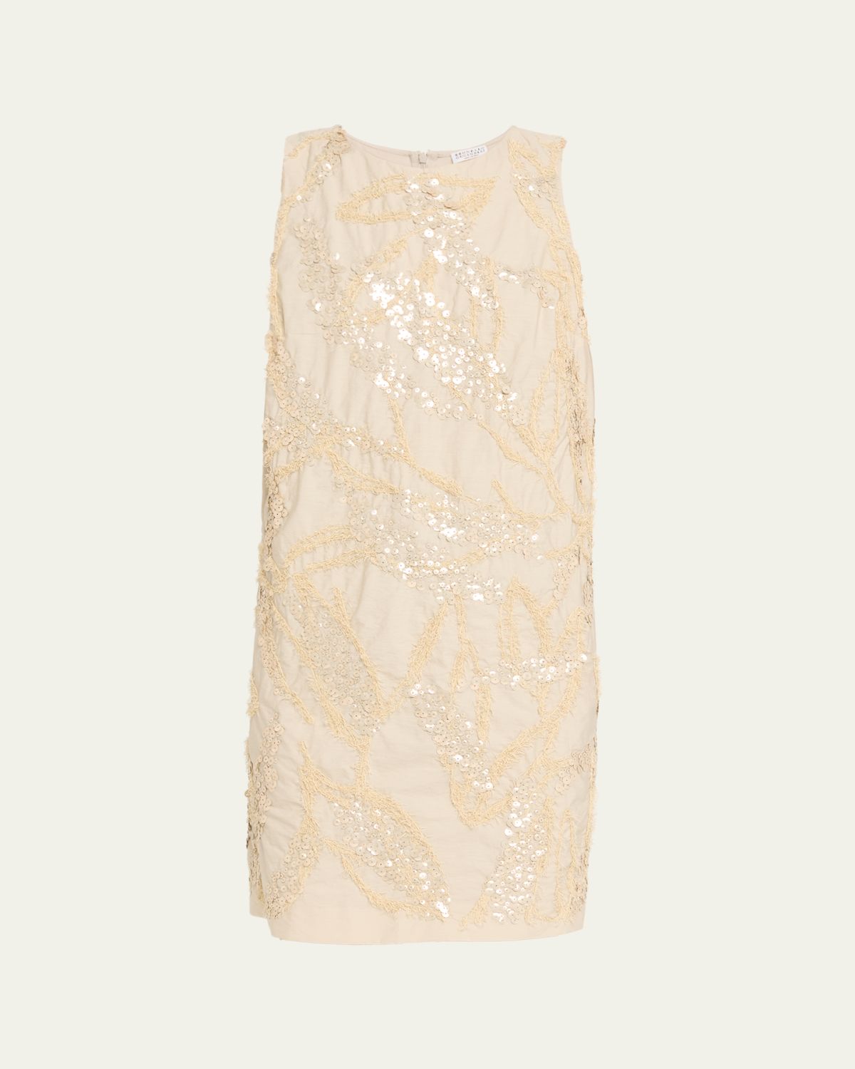 Brunello Cucinelli Dazzling Seabed Embroidered Techno Cotton Mini Dress