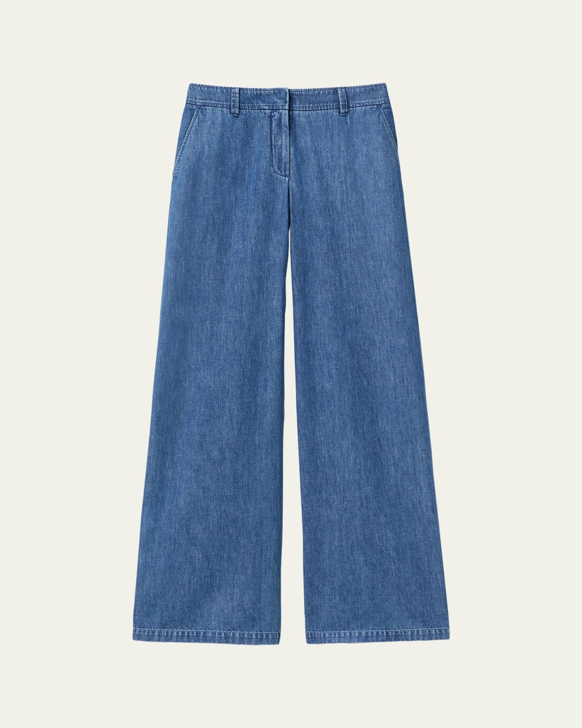 Lafayette 148 New York Charles Wide-Leg Cotton Chambray Pants