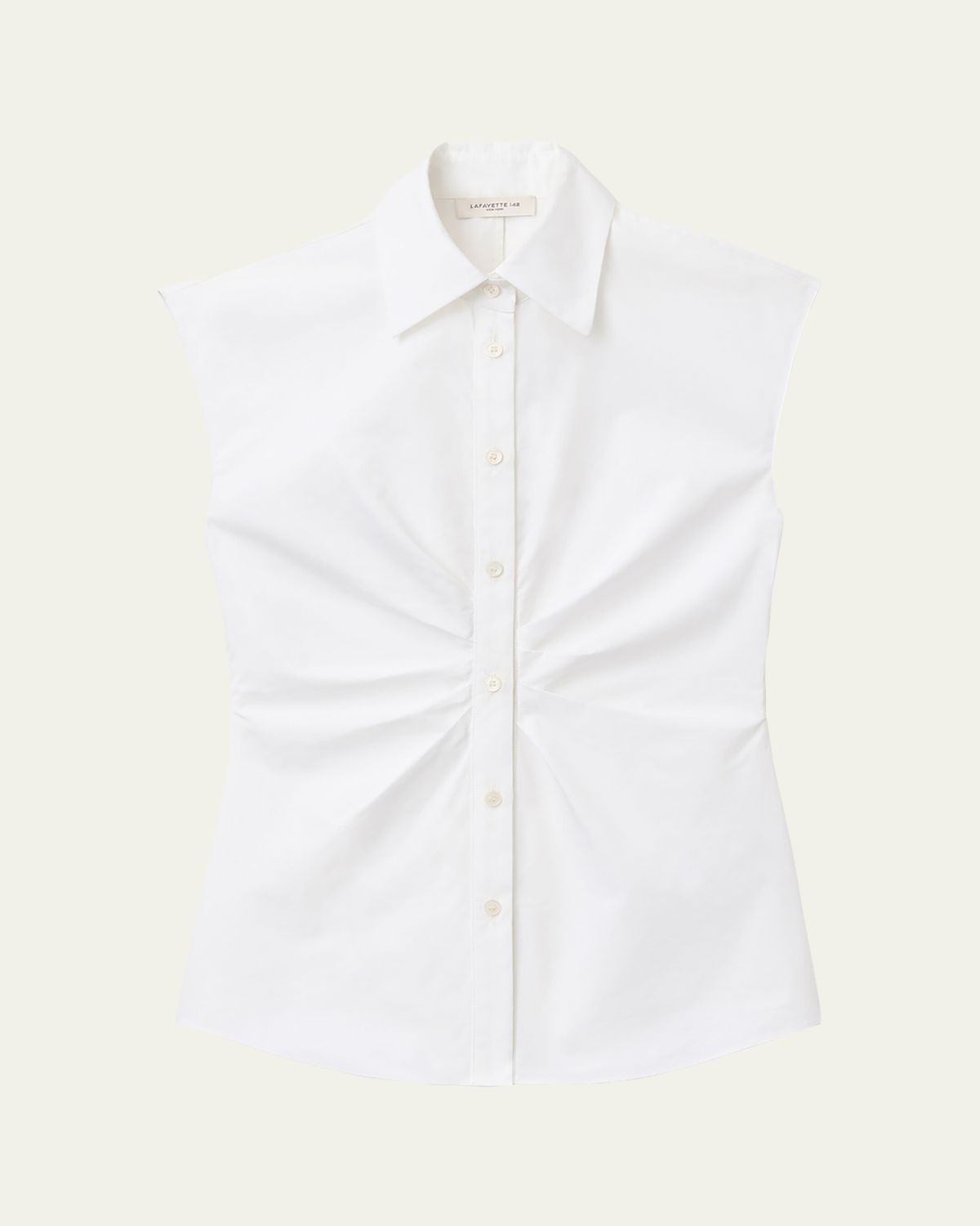 Lafayette 148 New York Pleated-Front Organic Cotton Poplin Shirt