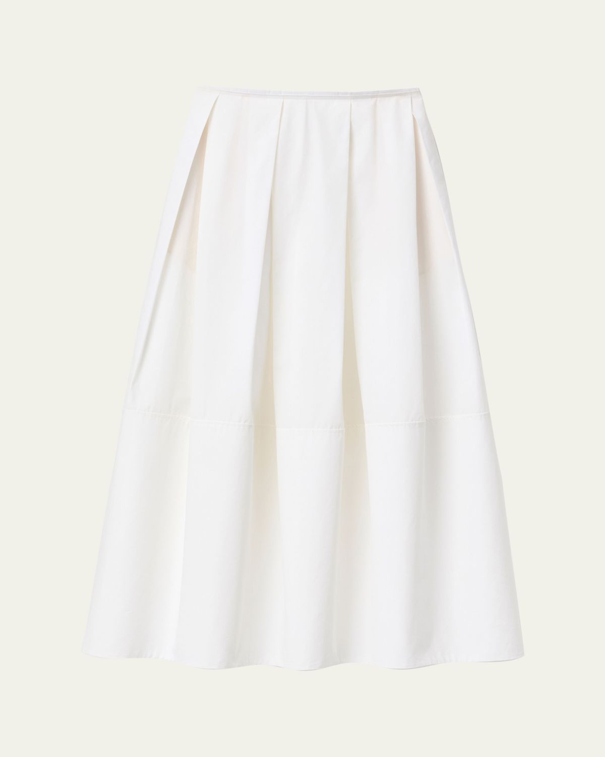 Lafayette 148 New York Pleated Organic Cotton Poplin Midi Skirt