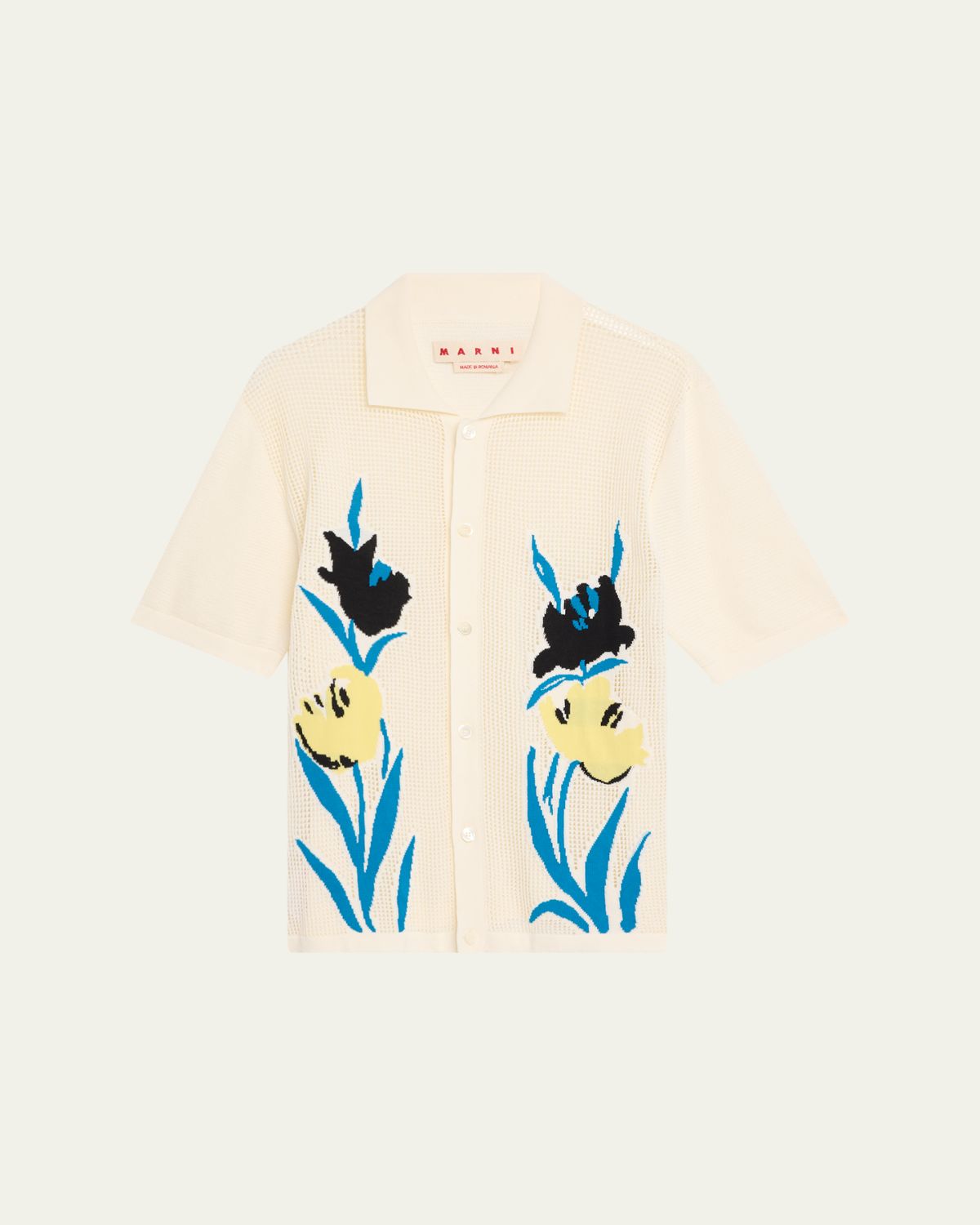 Marni Men's Floral Mesh Short-Sleeve Cardigan | Thumbnail 6 Marni Men's Floral Mesh Short-Sleeve Cardigan | Thumbnail 6