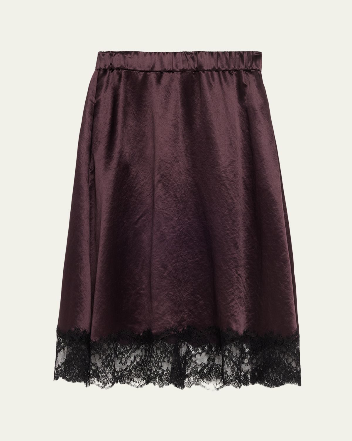 MARIA MCMANUS Lace-Trim Satin Midi Skirt