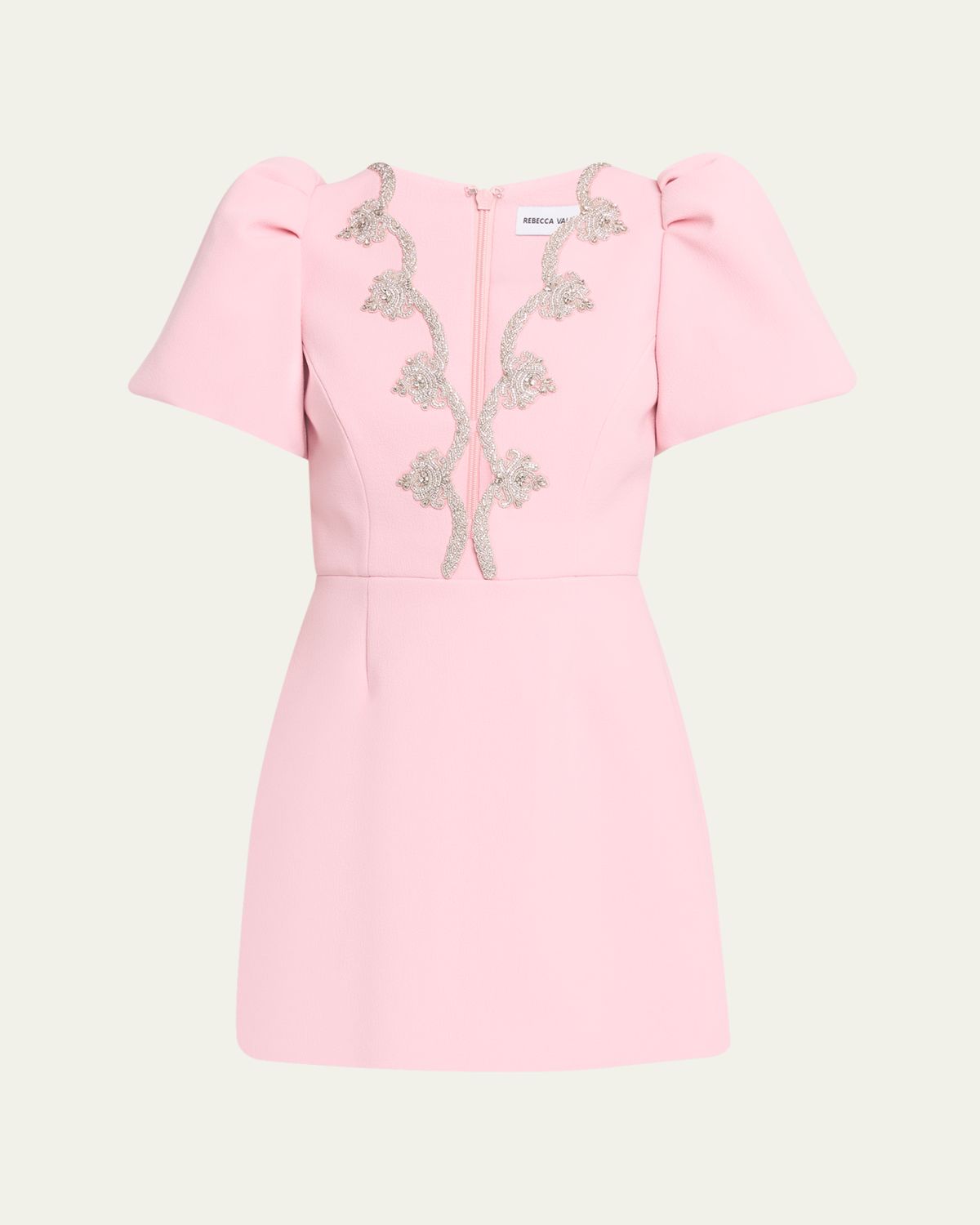 REBECCA VALLANCE Harlynn Scalloped Diamante-Trim Mini Dress