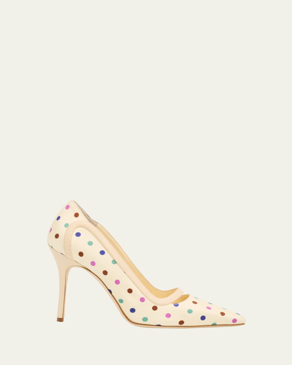 Manolo Blahnik Labama 105mm Polka-Dot Silk Stiletto Pumps
