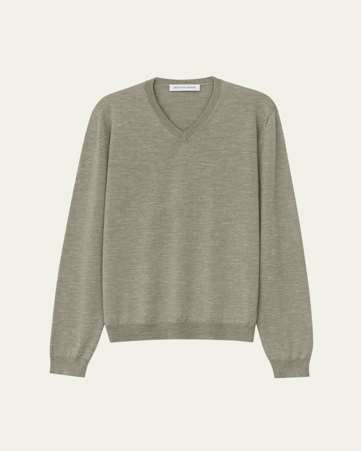 Iris Von Arnim Men's Wool, Silk and Linen Knit V-Neck Sweater