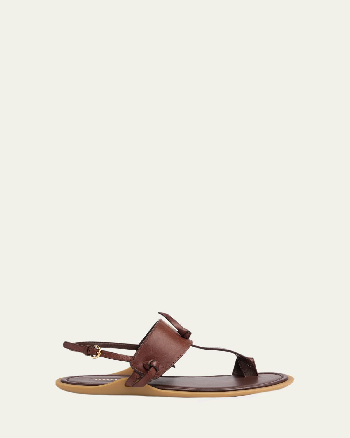 Miu Miu Infradito Knotted Leather Toe-Ring Sandals