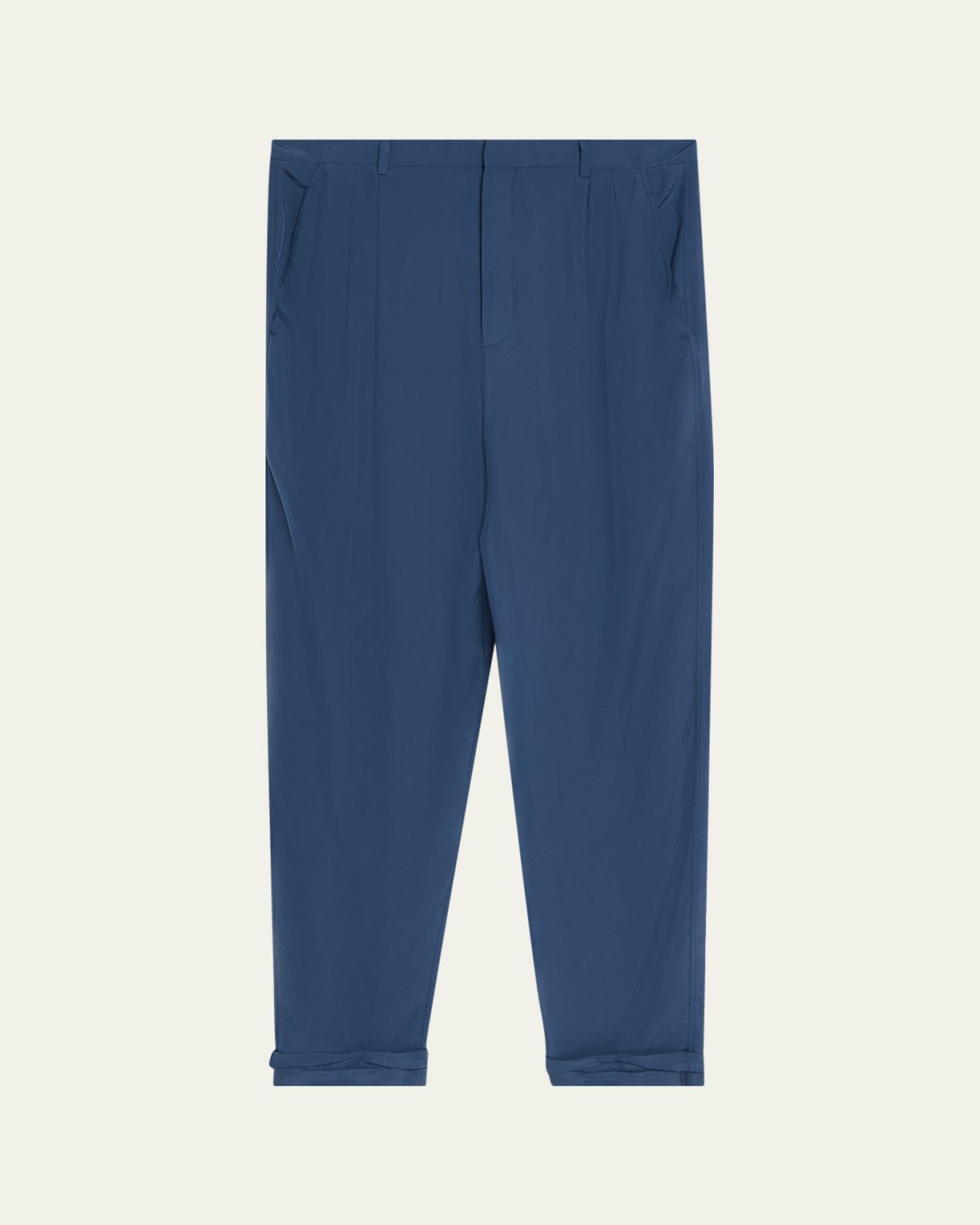 Saint Laurent Men's Silk Habotai Pleated Trousers