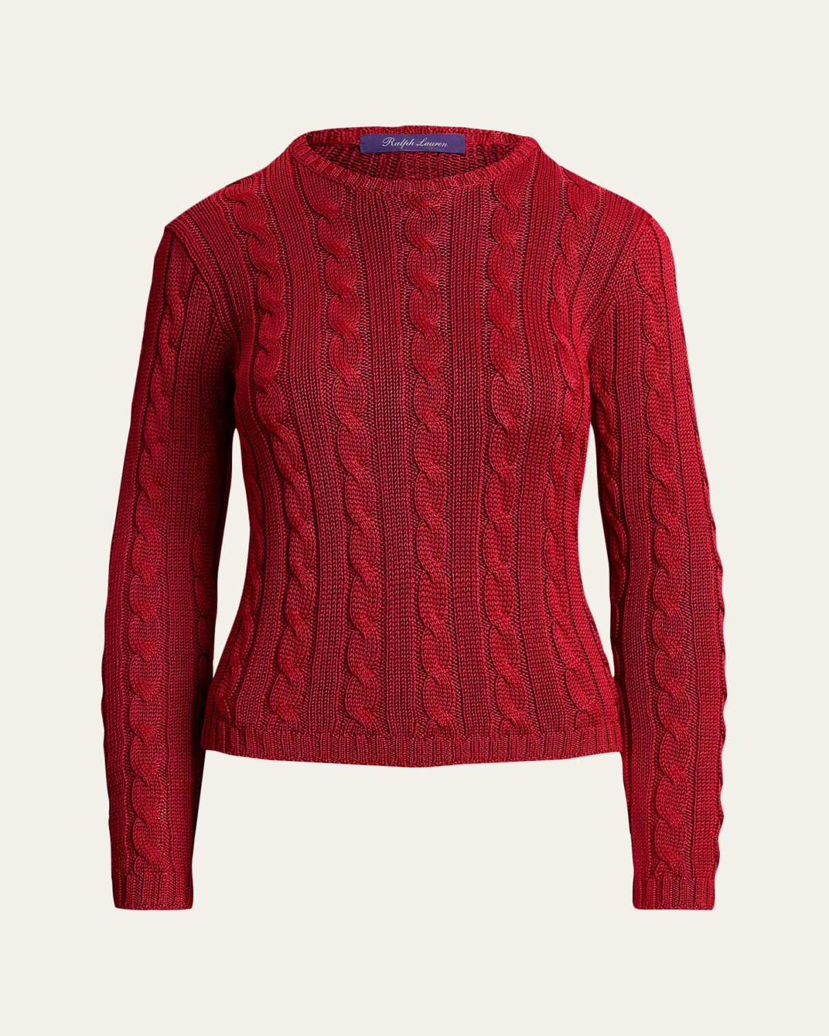 Ralph Lauren Collection Cable-Knit Silk Crewneck Sweater