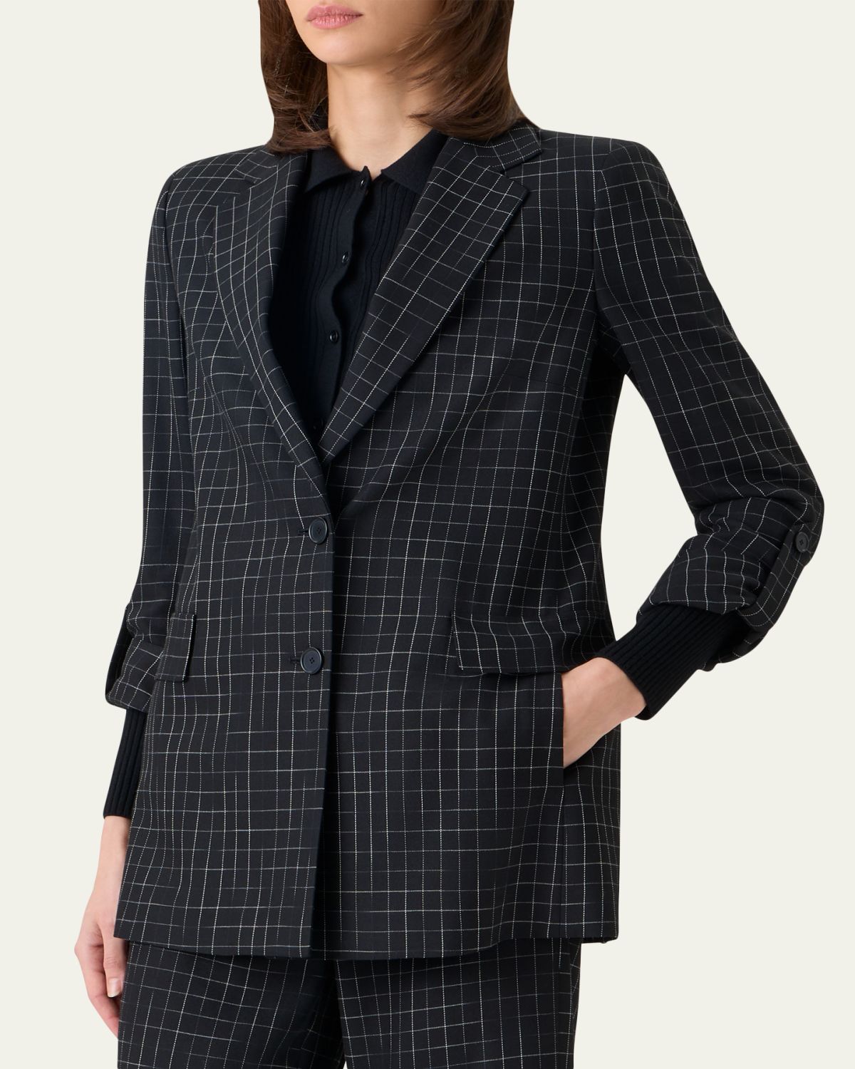 Akris punto Windowpane Check Single-Breasted Jacket | Thumbnail 4