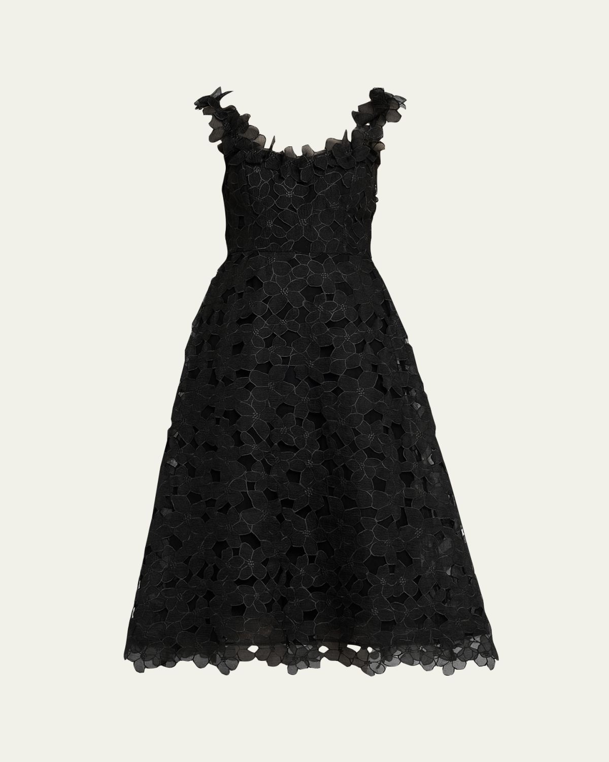 Rickie Freeman for Teri Jon Sleeveless Organza Lace Midi Dress