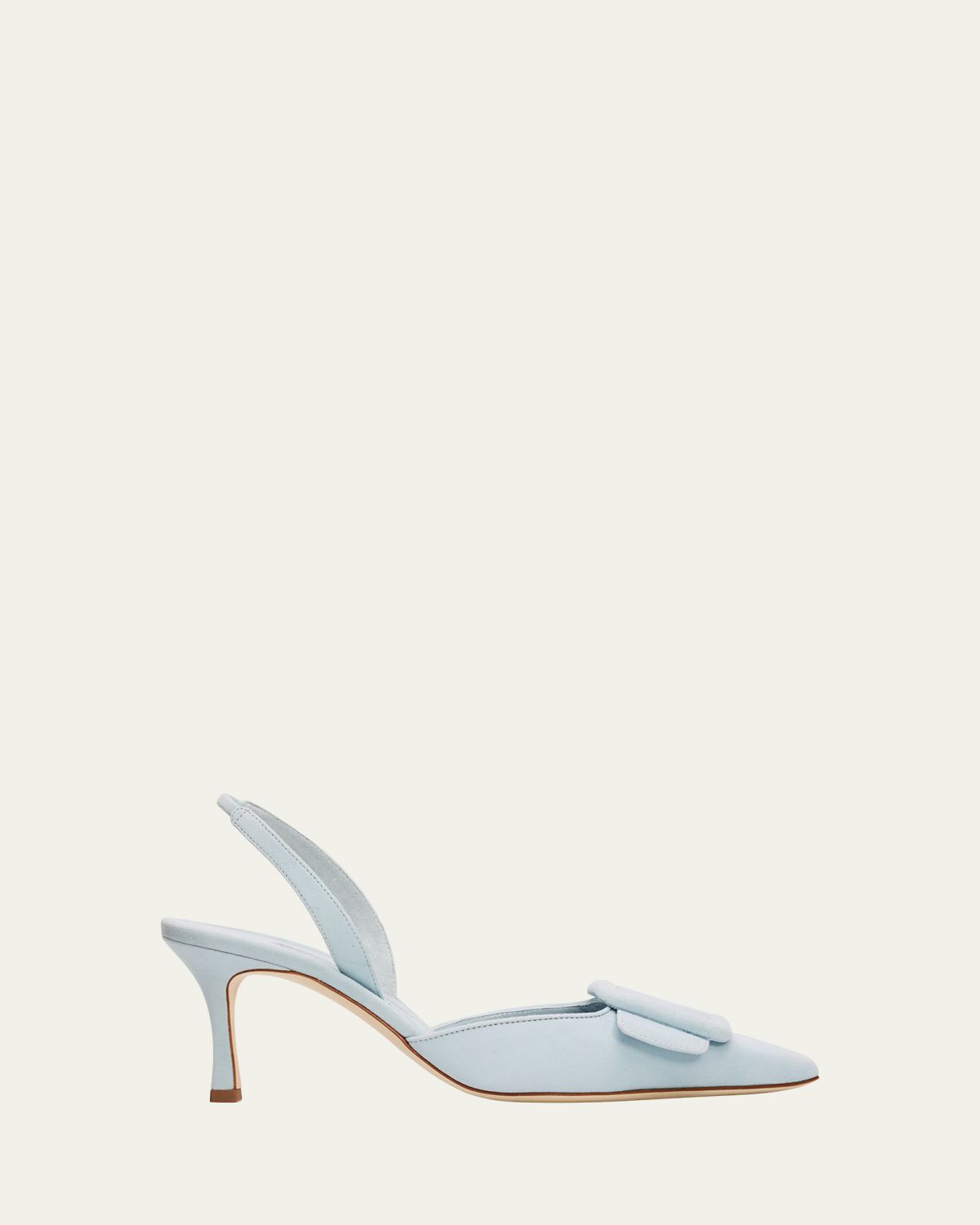 Manolo Blahnik 50mm Maysli Suede Buckle Slingback Pumps