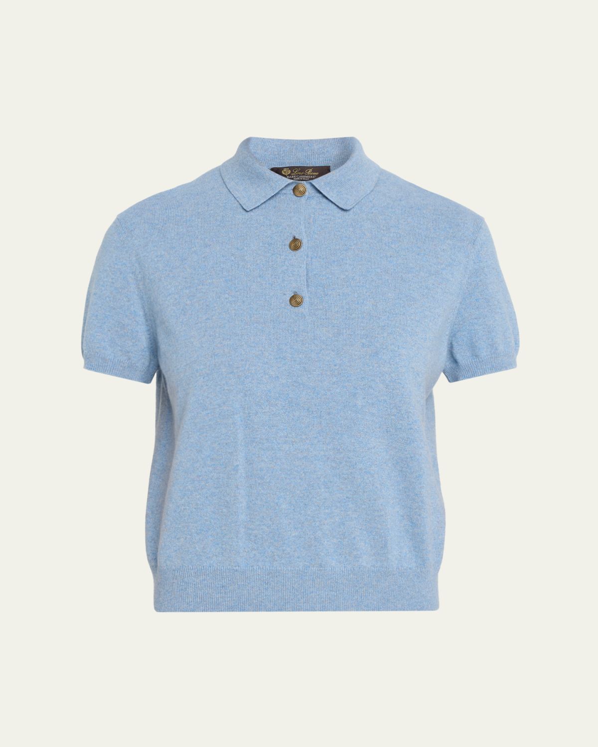 Loro Piana Classic Baby Cashmere Short-Sleeve Polo Sweater