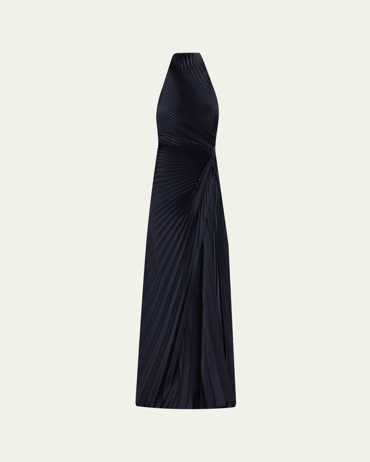 A.L.C. Romy High-Neck Pleated Satin Gown