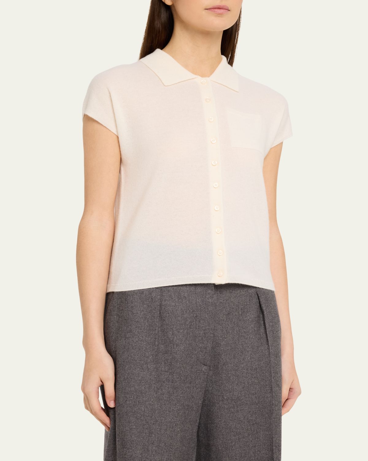 Vince Short-Sleeve Cashmere-Blend Polo Sweater | Thumbnail 4