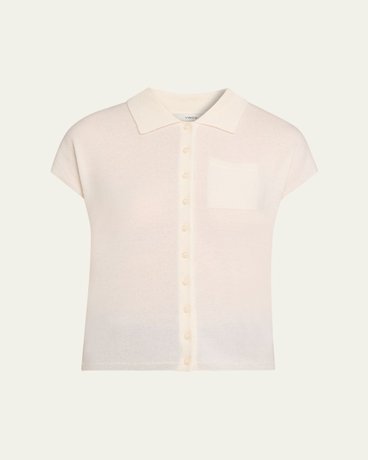 Vince Short-Sleeve Cashmere-Blend Polo Sweater