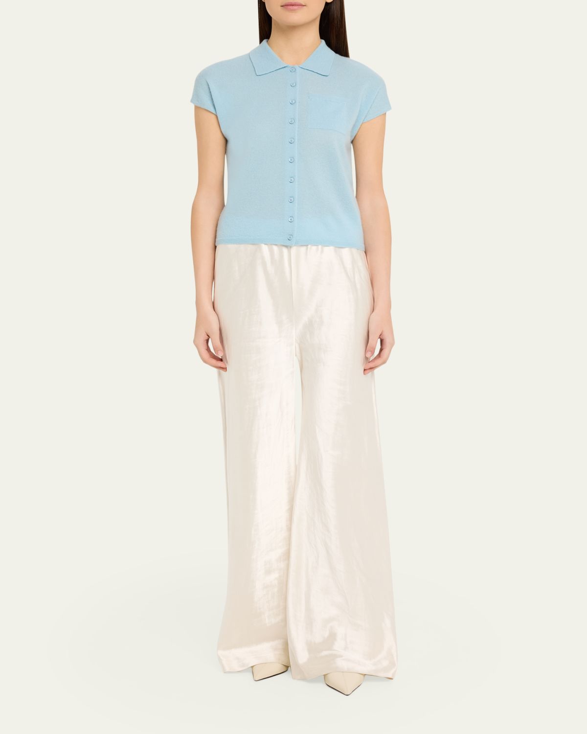 Vince Short-Sleeve Cashmere-Blend Polo Sweater | Thumbnail 6
