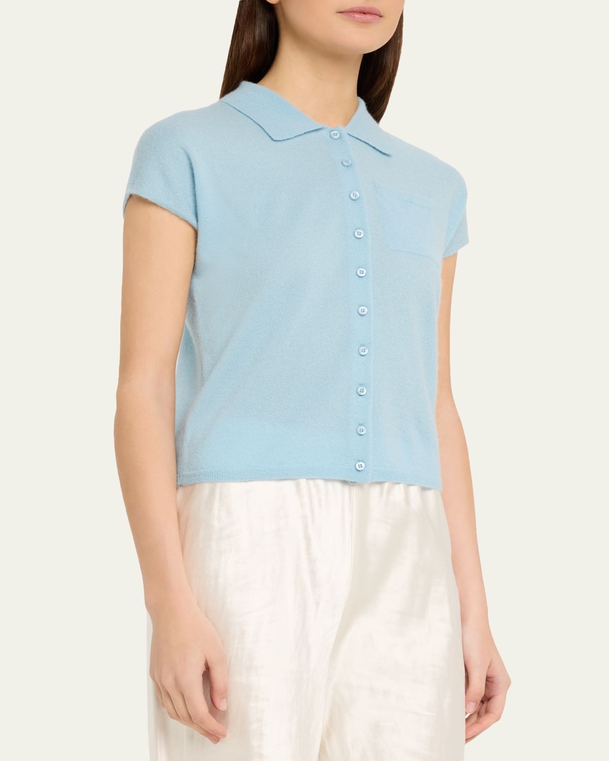 Vince Short-Sleeve Cashmere-Blend Polo Sweater | Thumbnail 8