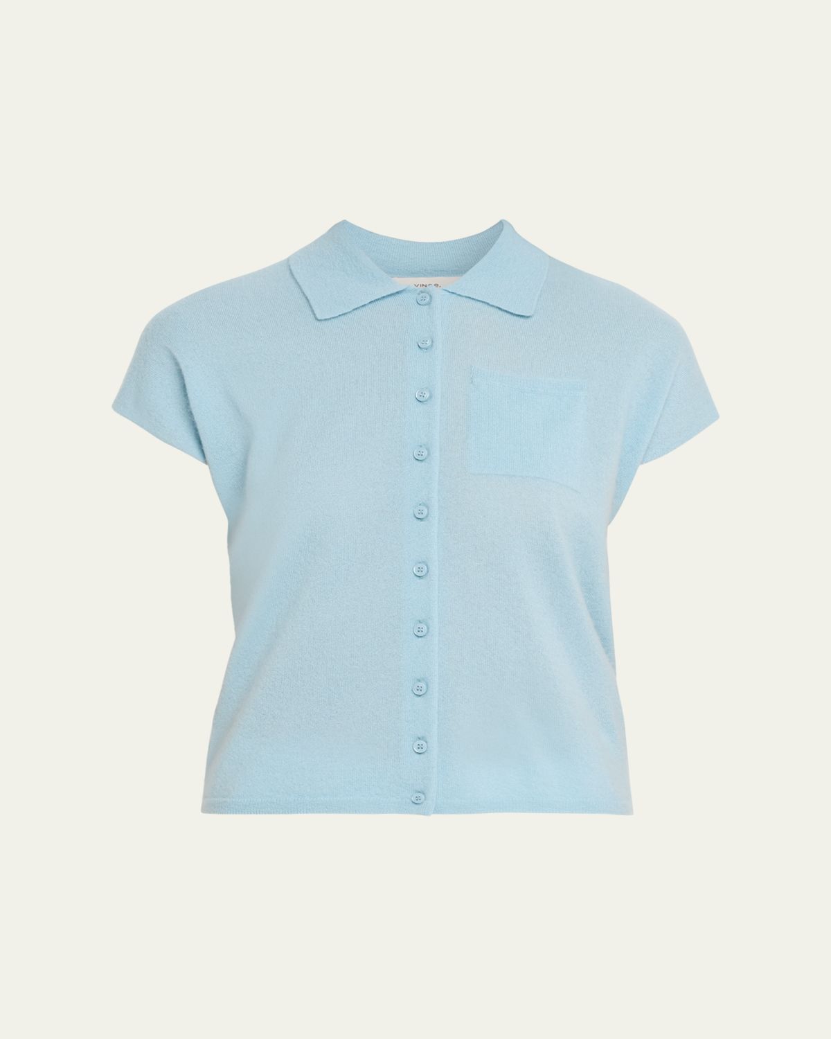 Vince Short-Sleeve Cashmere-Blend Polo Sweater