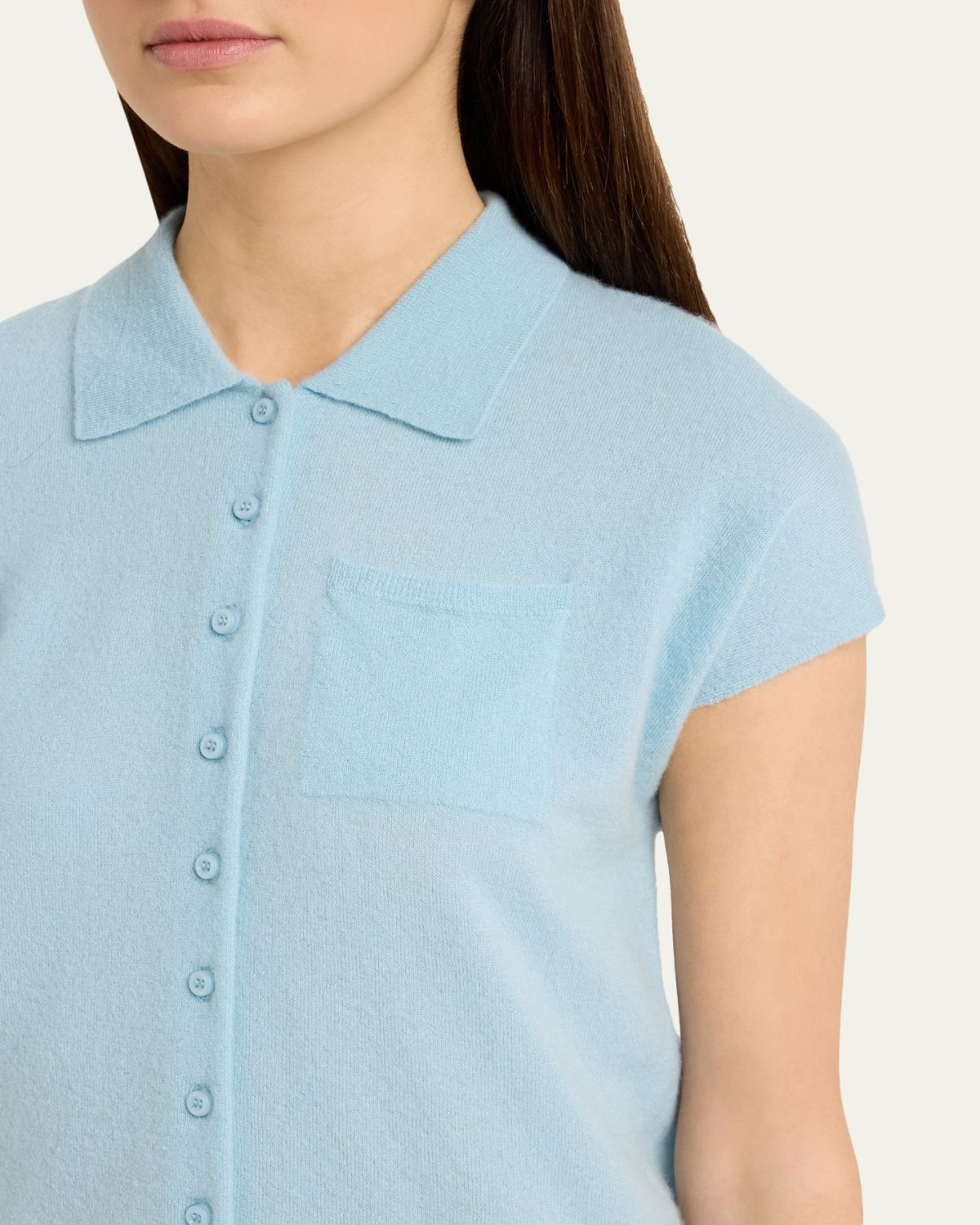 Vince Short-Sleeve Cashmere-Blend Polo Sweater | Thumbnail 9