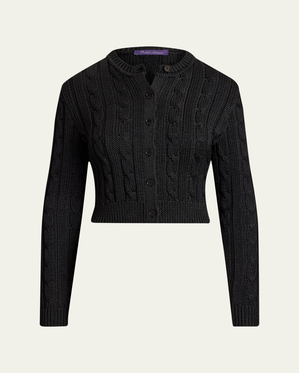 Ralph Lauren Collection Cable Knit Silk Crop Cardigan