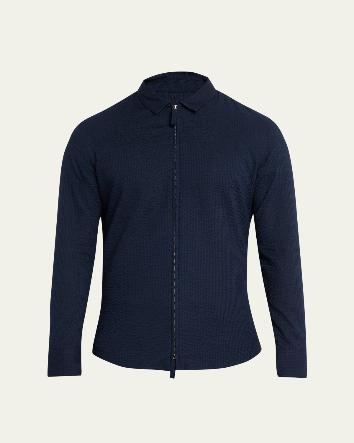 Giorgio Armani Men's Cotton Seersucker Full-Zip Shirt Jacket