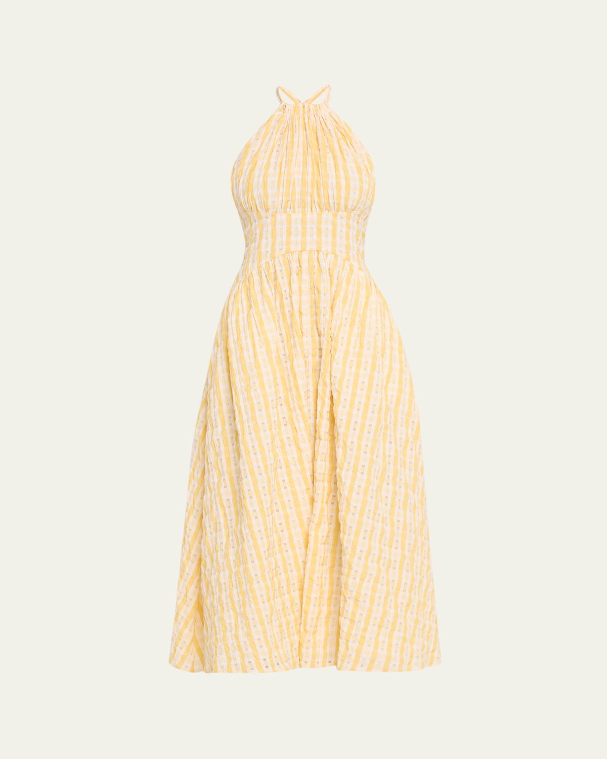 Rosie Assoulin Halter in the Name of Love Checked Seersucker Dress