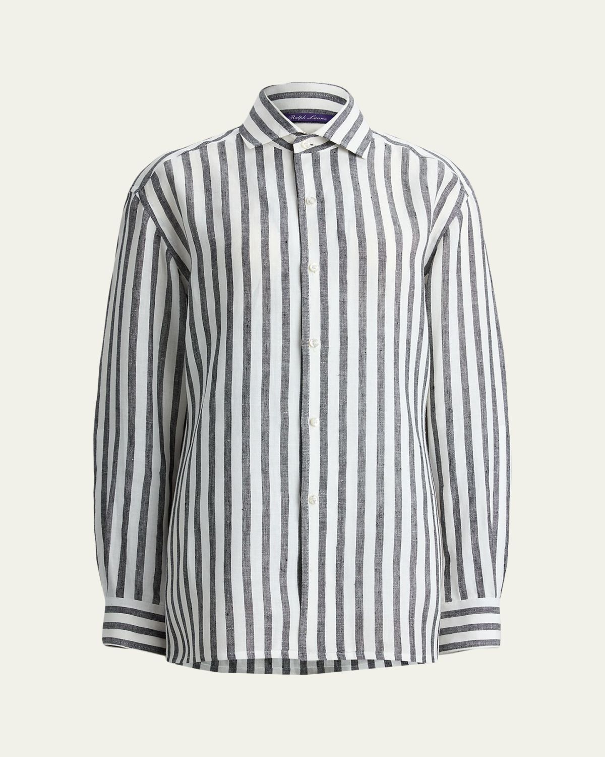 Ralph Lauren Collection Striped Linen Long-Sleeve Button-Down Shirt
