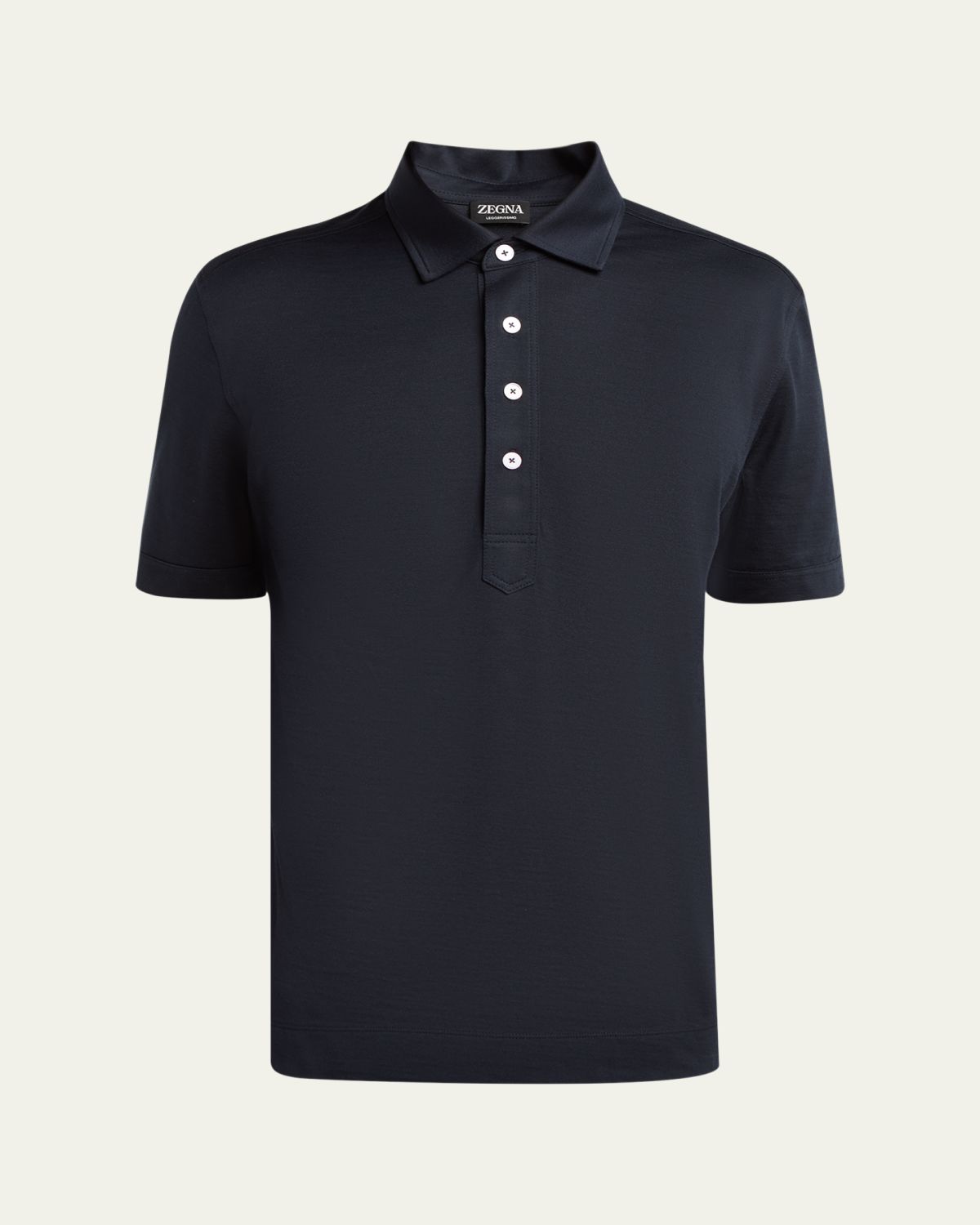 ZEGNA Men's Leggerissimo Cotton and Silk Polo Shirt