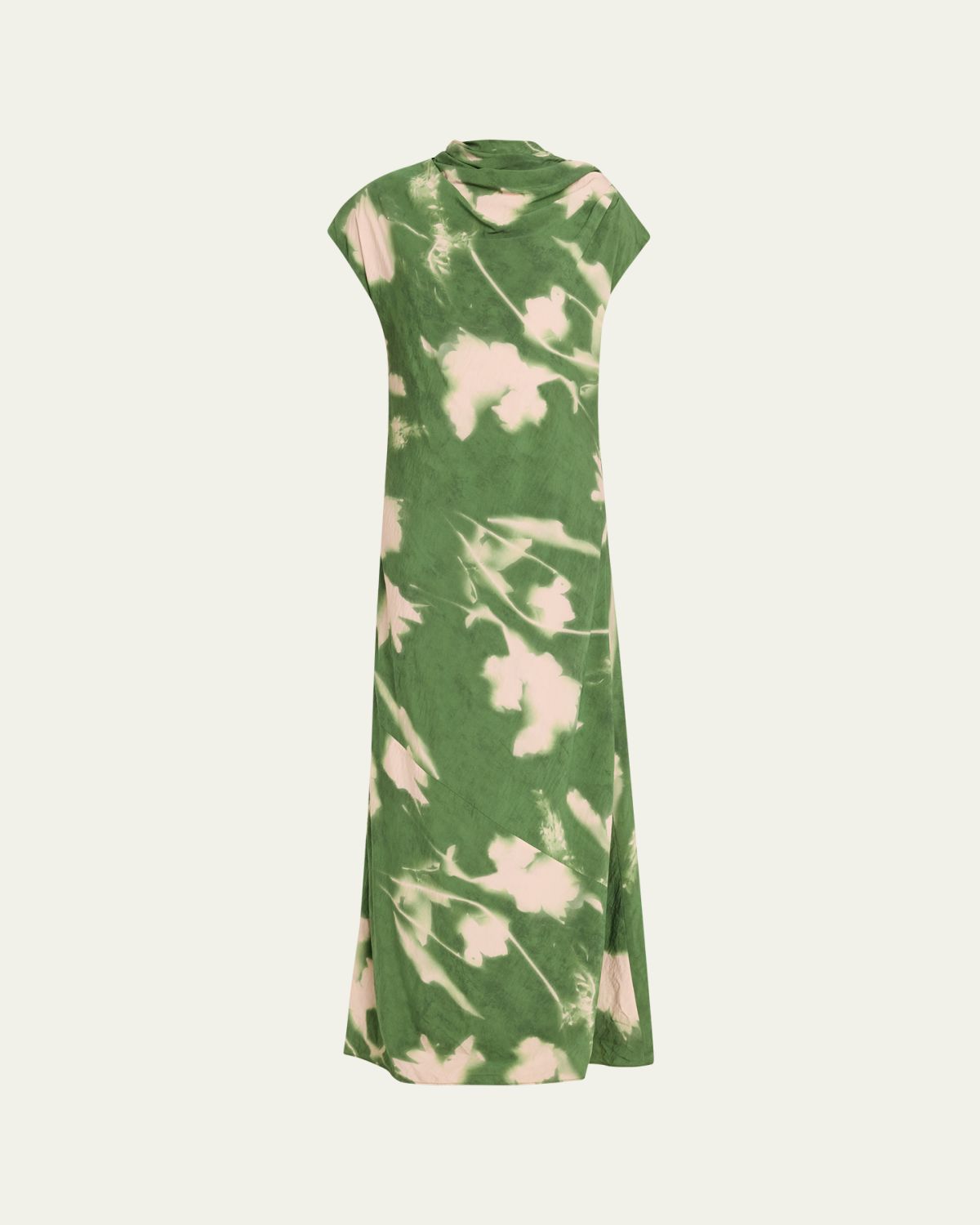 Lela Rose Abstract Floral Crepe A-Line Cap-Sleeve Gown