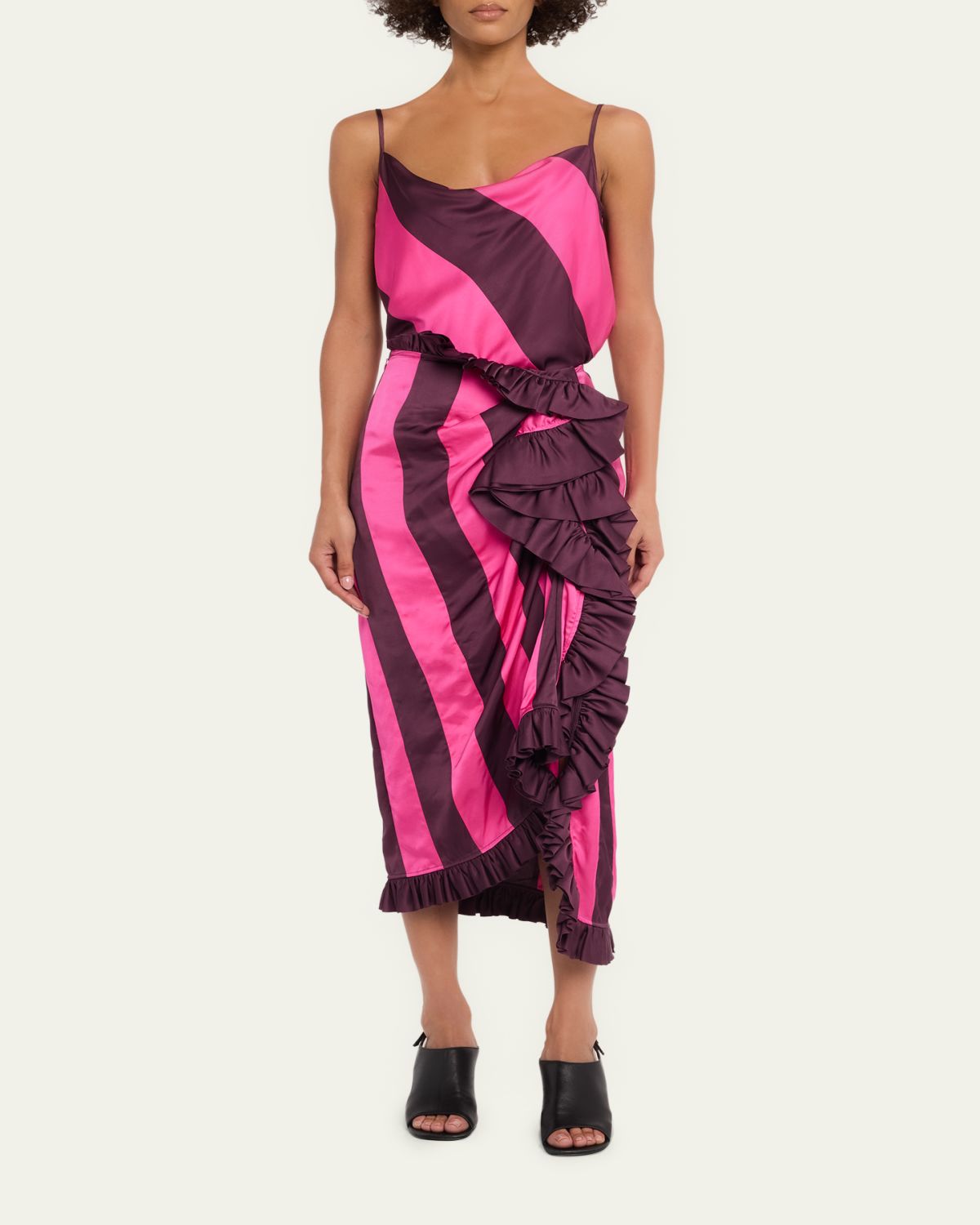 Dries Van Noten Cowl-Neck Paneled Satin Tank Top | Thumbnail 2