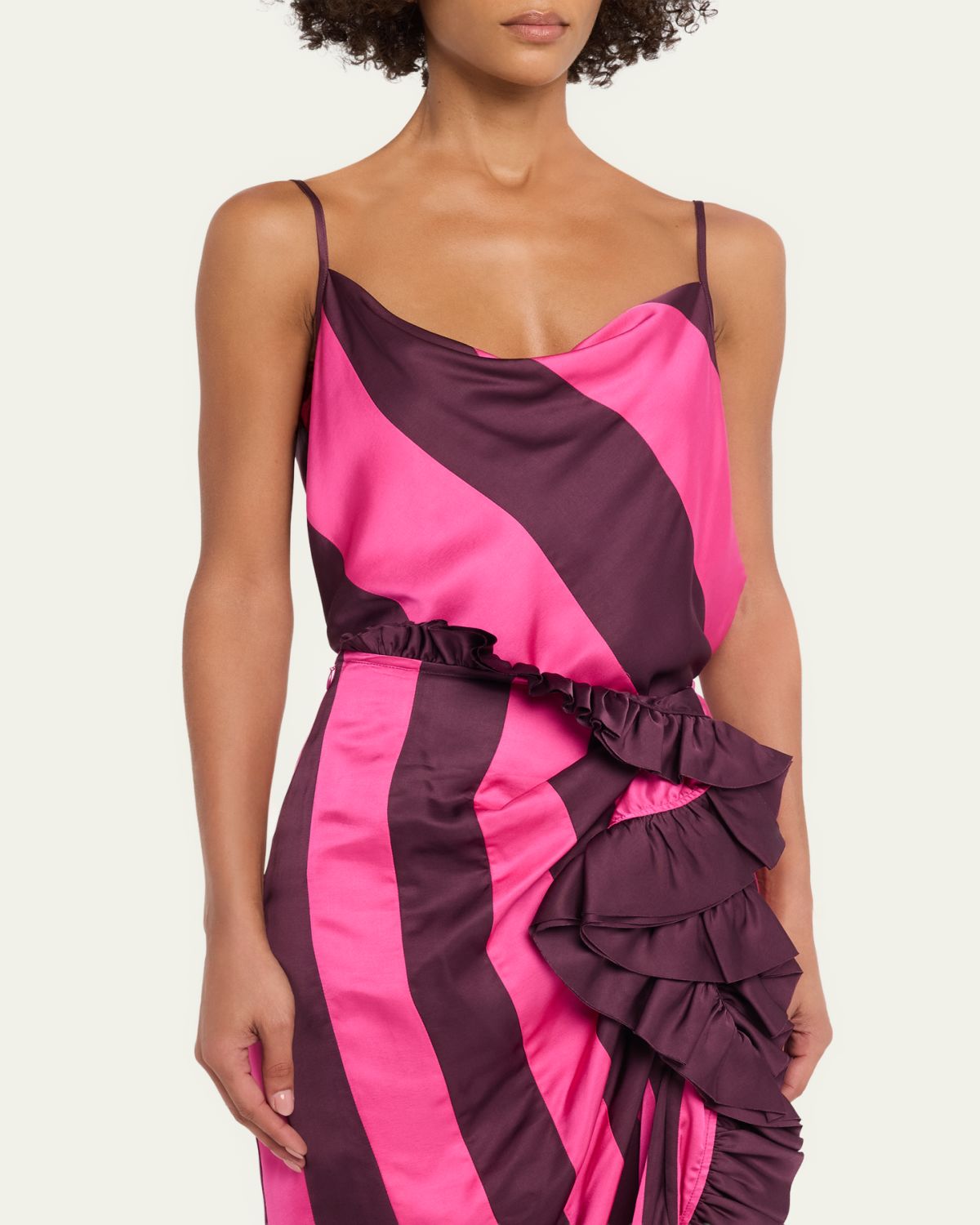 Dries Van Noten Cowl-Neck Paneled Satin Tank Top | Thumbnail 4