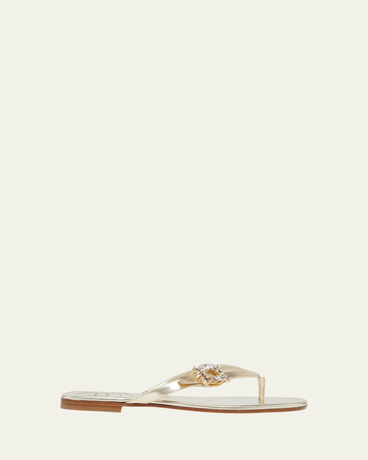 Roger Vivier Strass Buckle Metallic Leather Thong Sandals | Thumbnail 4 Roger Vivier Strass Buckle Metallic Leather Thong Sandals | Thumbnail 4