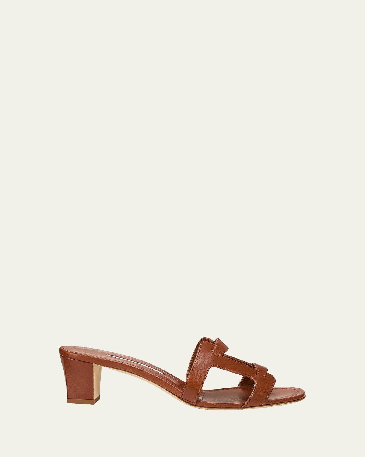 Manolo Blahnik 50mm Grellanu Leather Mule Sandals