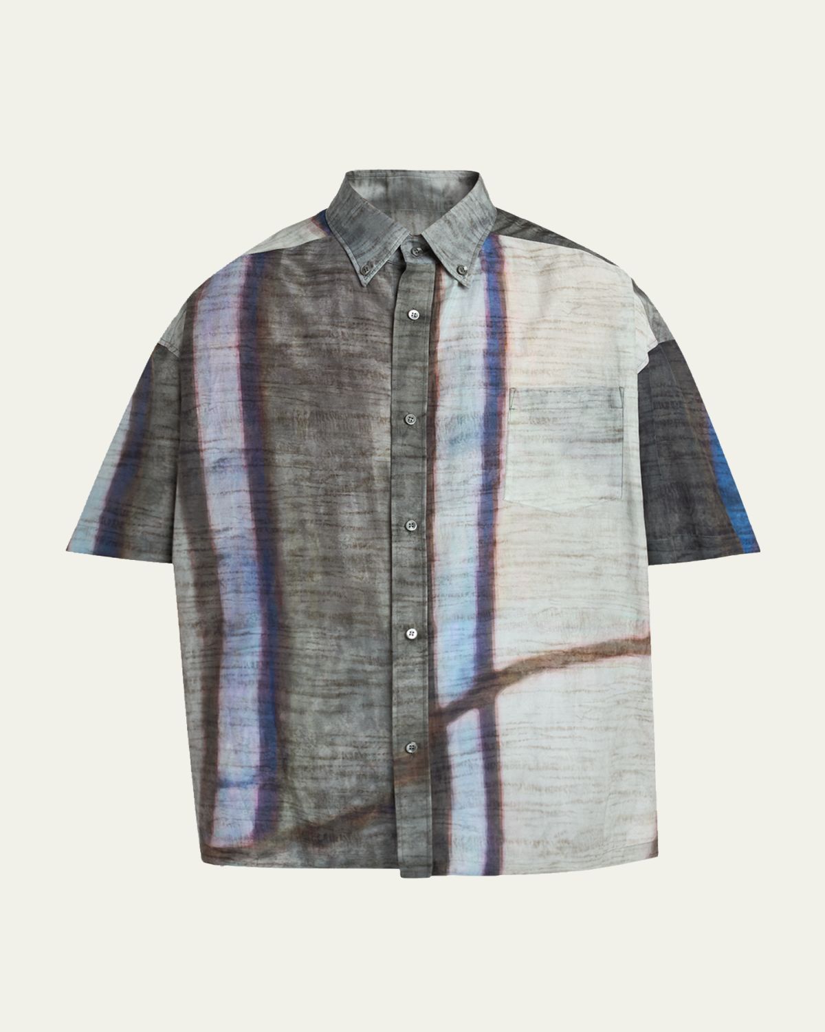 Giorgio Armani Men 's Abstract Cotton and Silk Short-Sleeve Shirt
