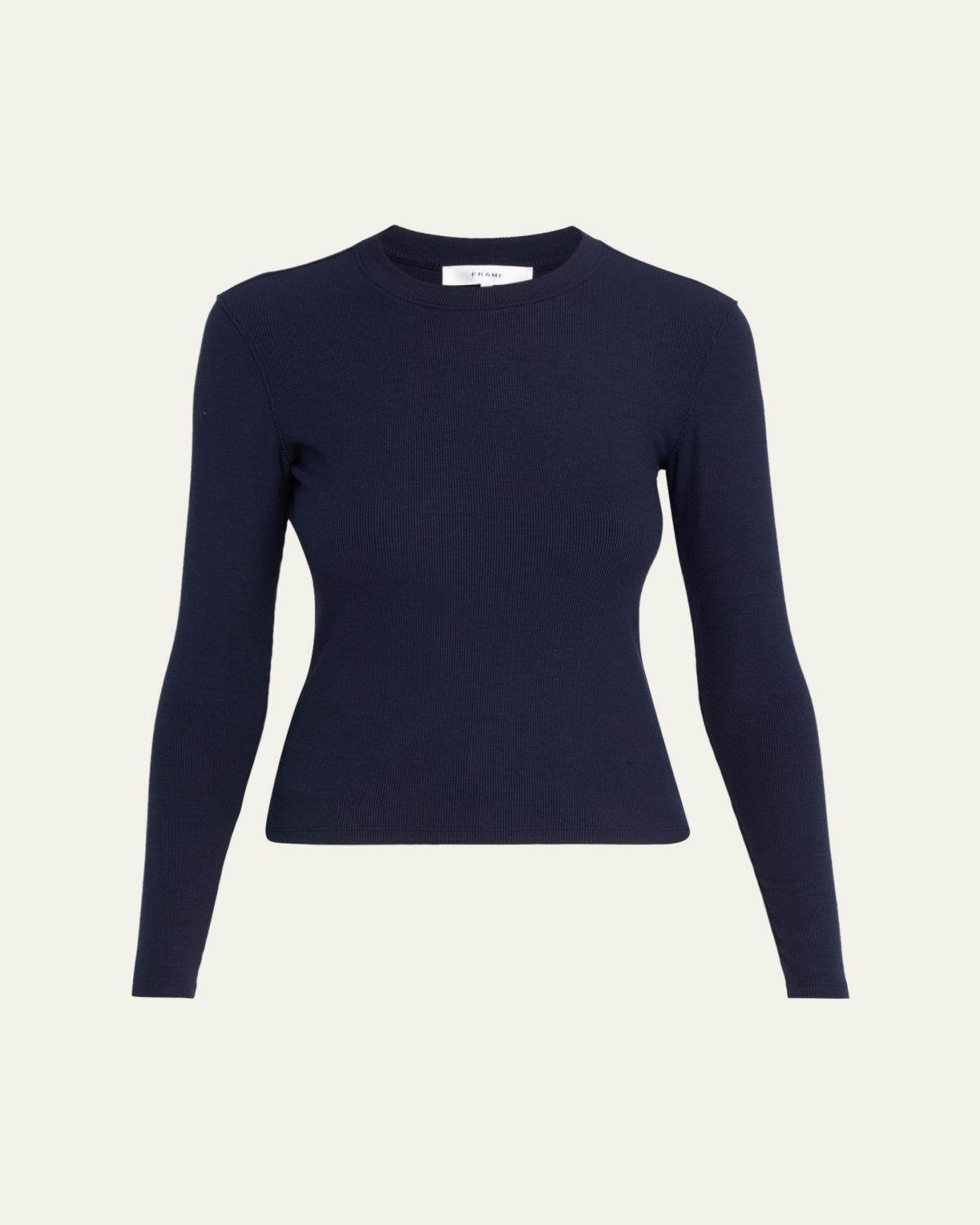 FRAME The Long-Sleeve Ribbed Crewneck Top