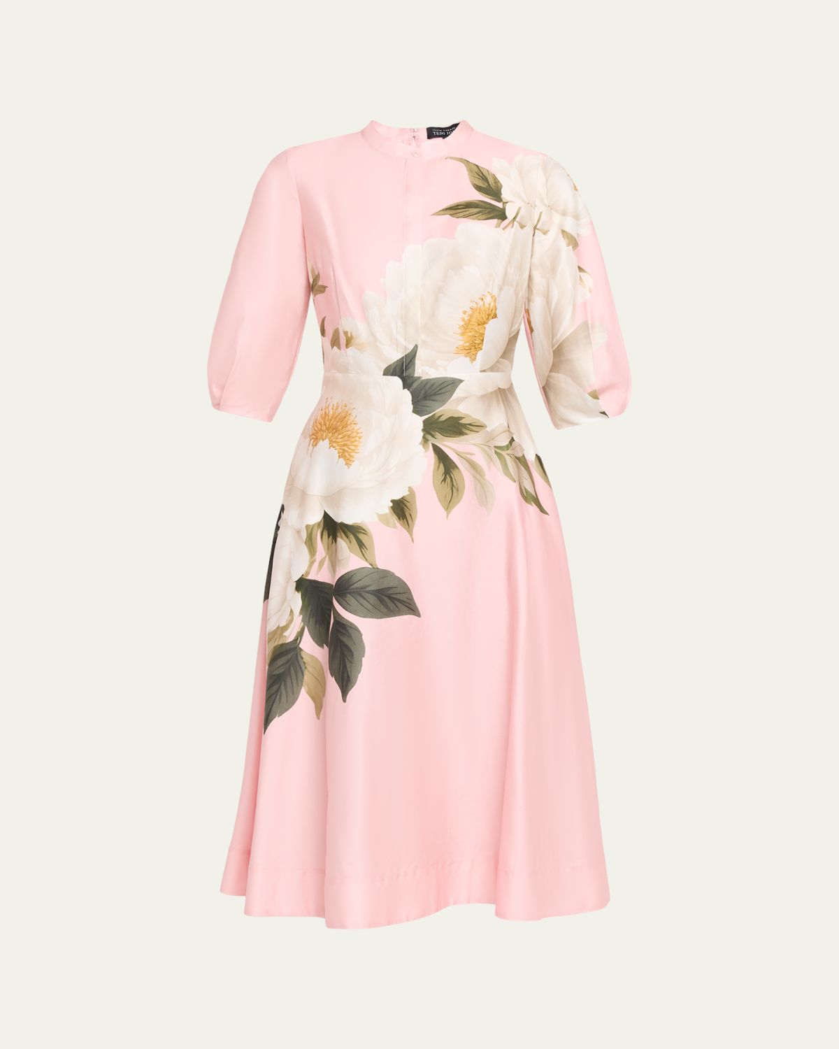 Rickie Freeman for Teri Jon Floral-Print Cotton Midi Shirtdress