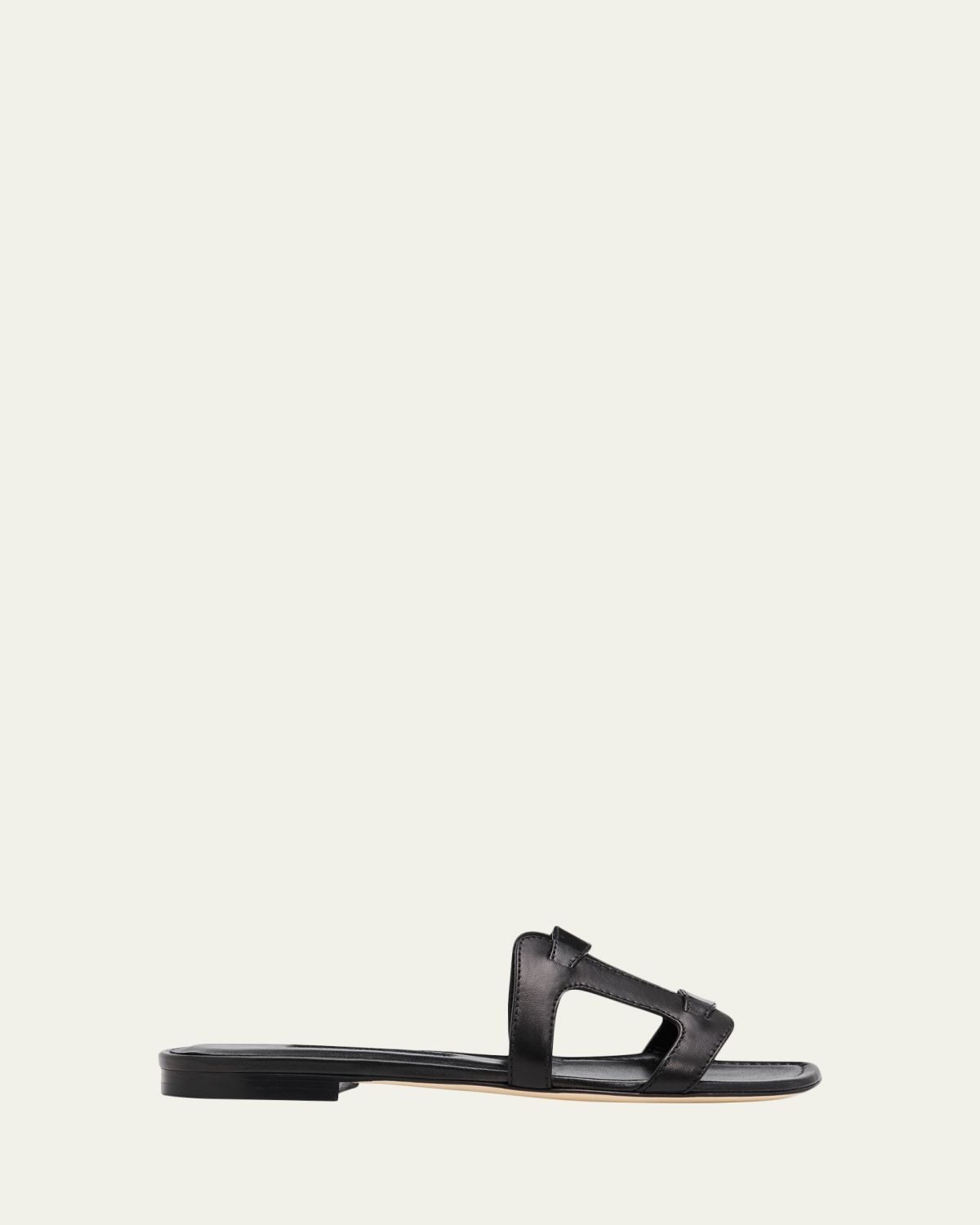 Manolo Blahnik Grellanu Leather Flat Slide Sandals