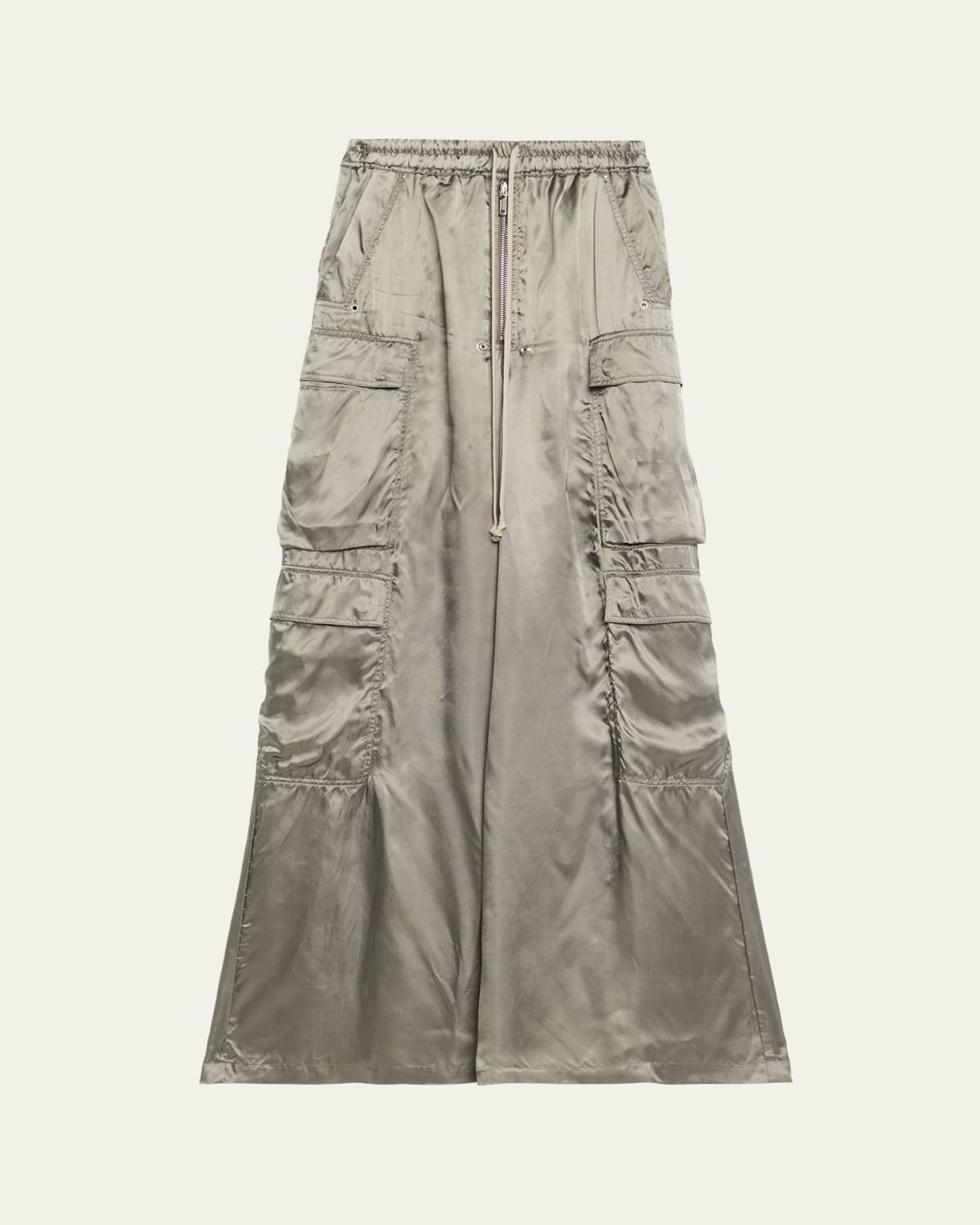 Rick Owens Belas Satin Wide-Leg Cargo Pants