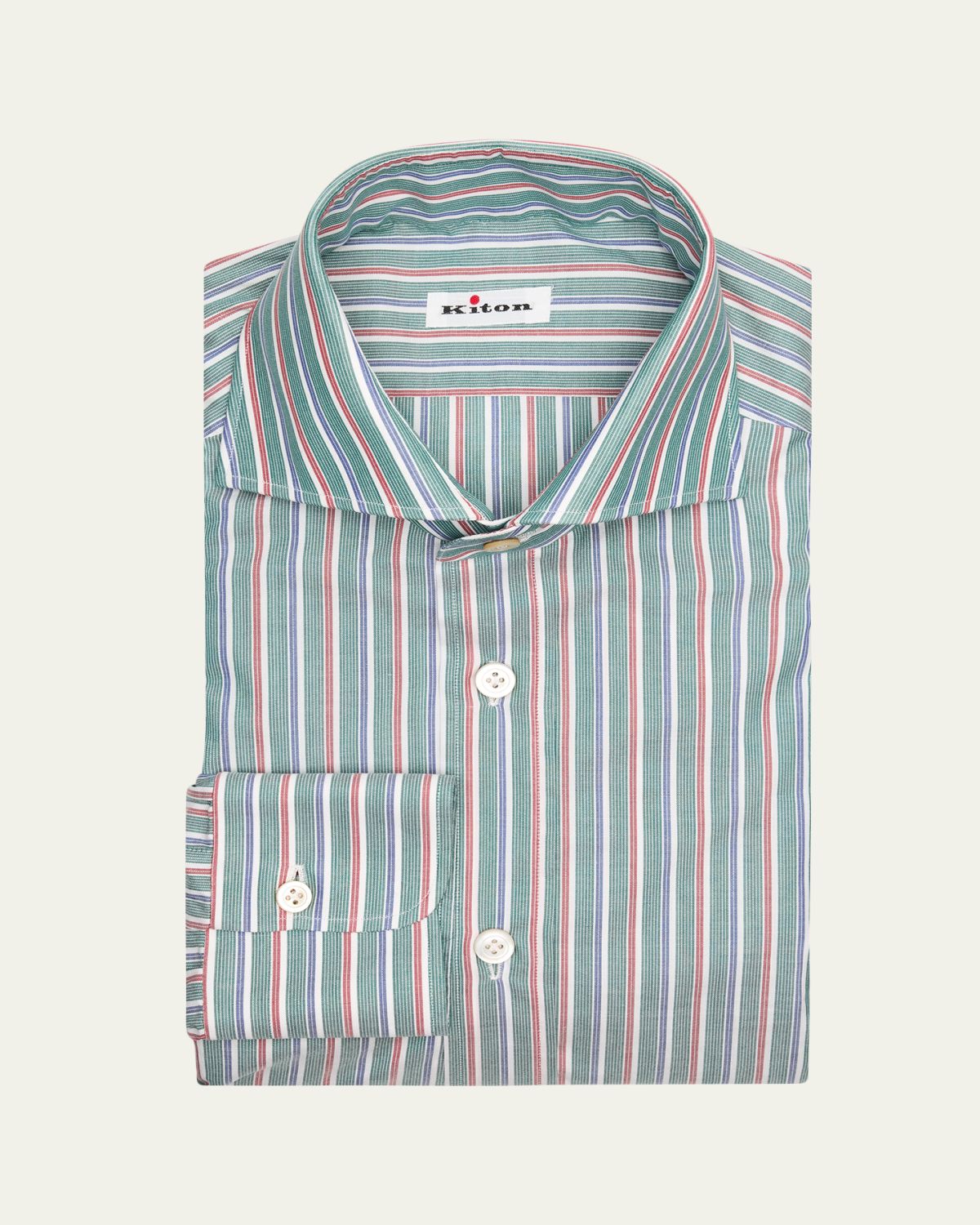 Kiton Men's Variegated Stripe Cotton Dress Shirt