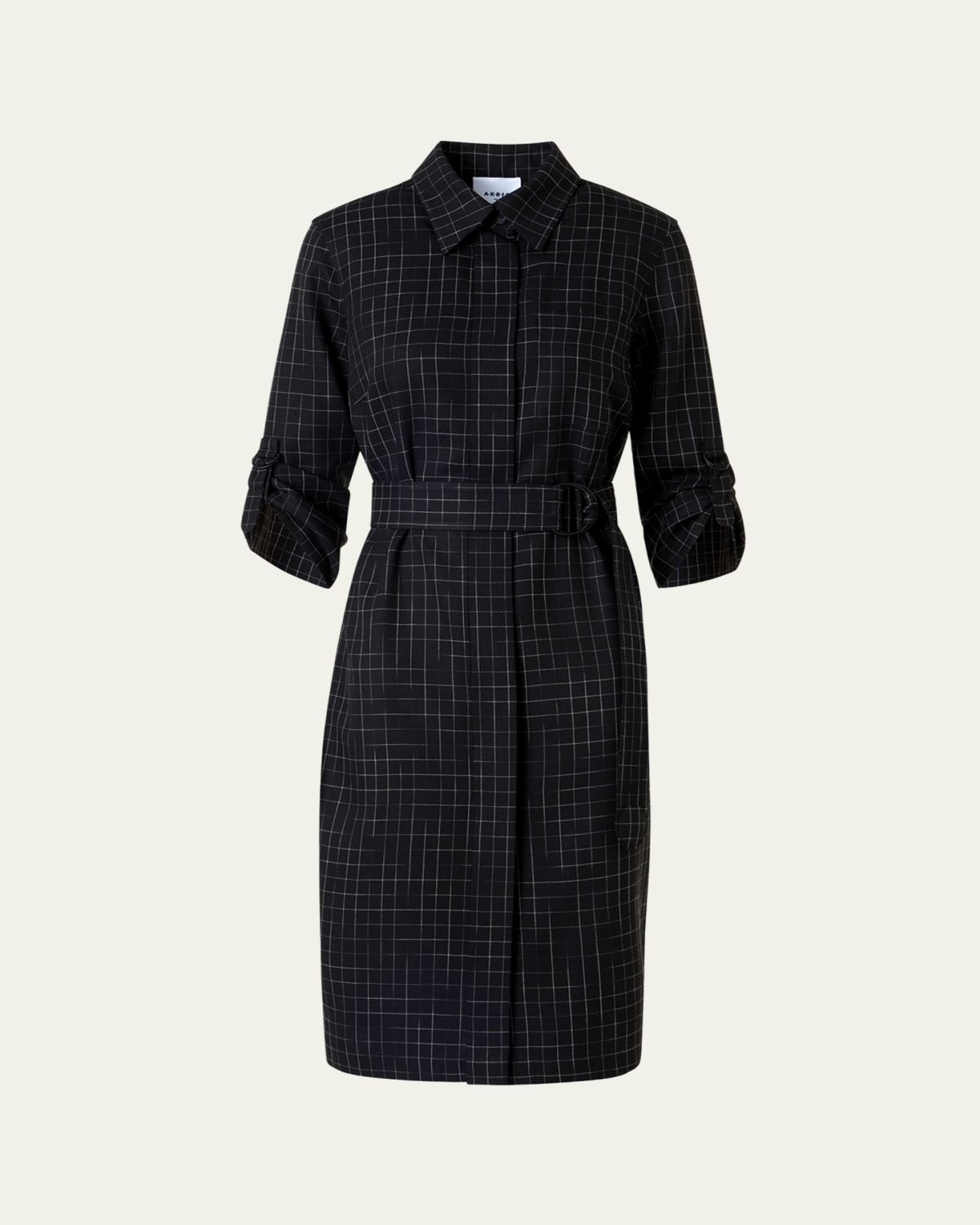 Akris punto Squared Grid Belted Shirtdress | Thumbnail 6