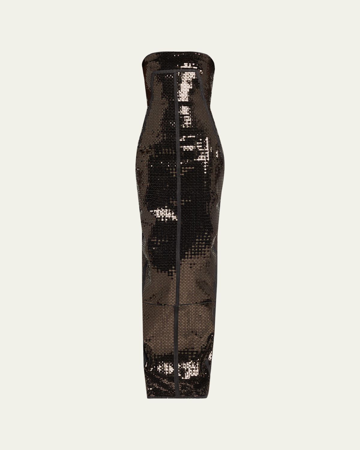 Rick Owens Strapless Sequined Denim Bustier Column Gown