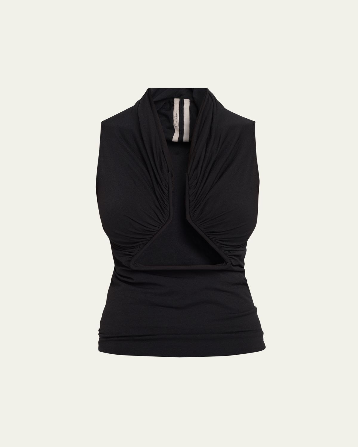 Rick Owens Sleeveless Ruched Jersey Cutout Tank Top