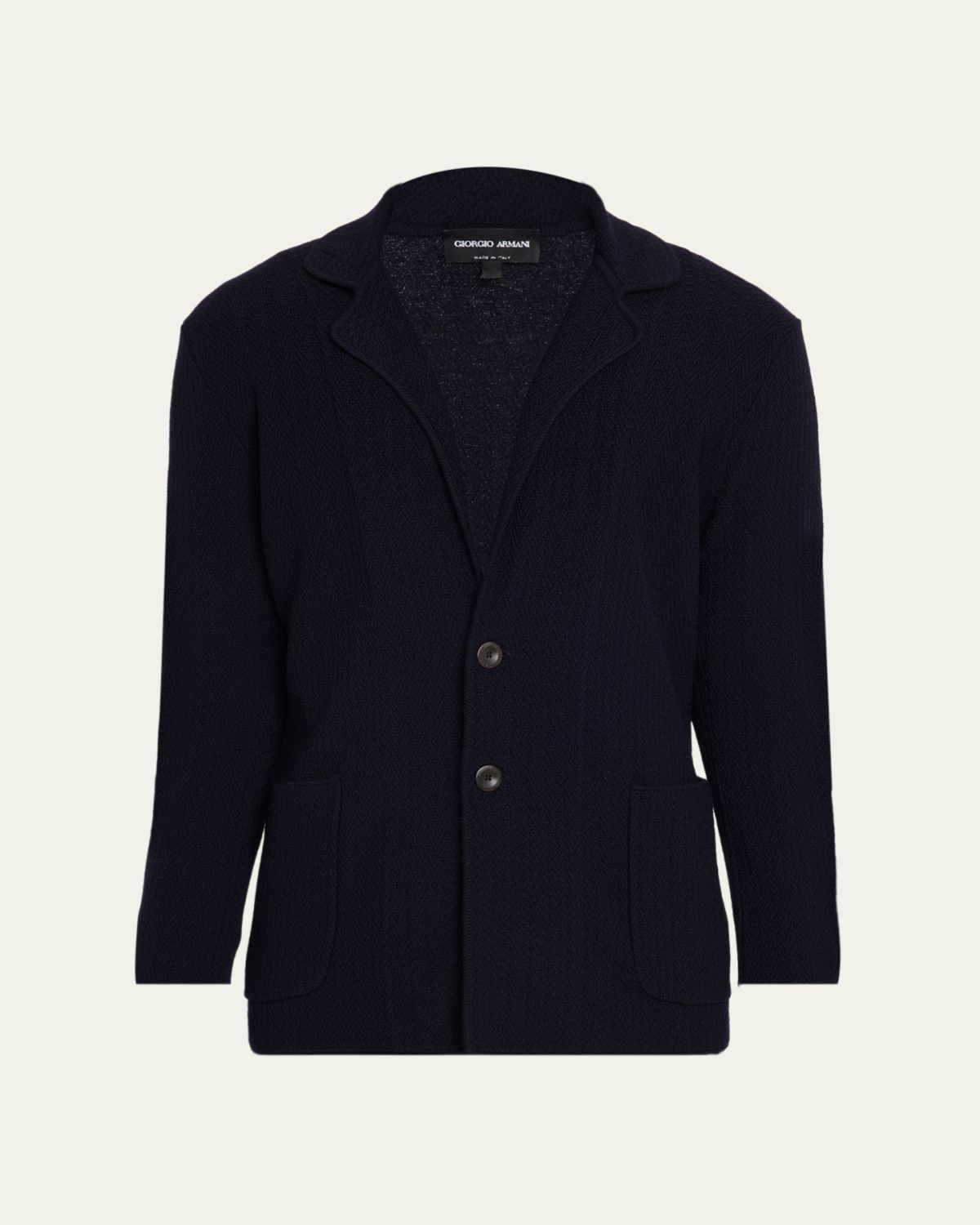 Giorgio Armani Men's Chevron Stitch Cotton Knit Blazer | Thumbnail 6