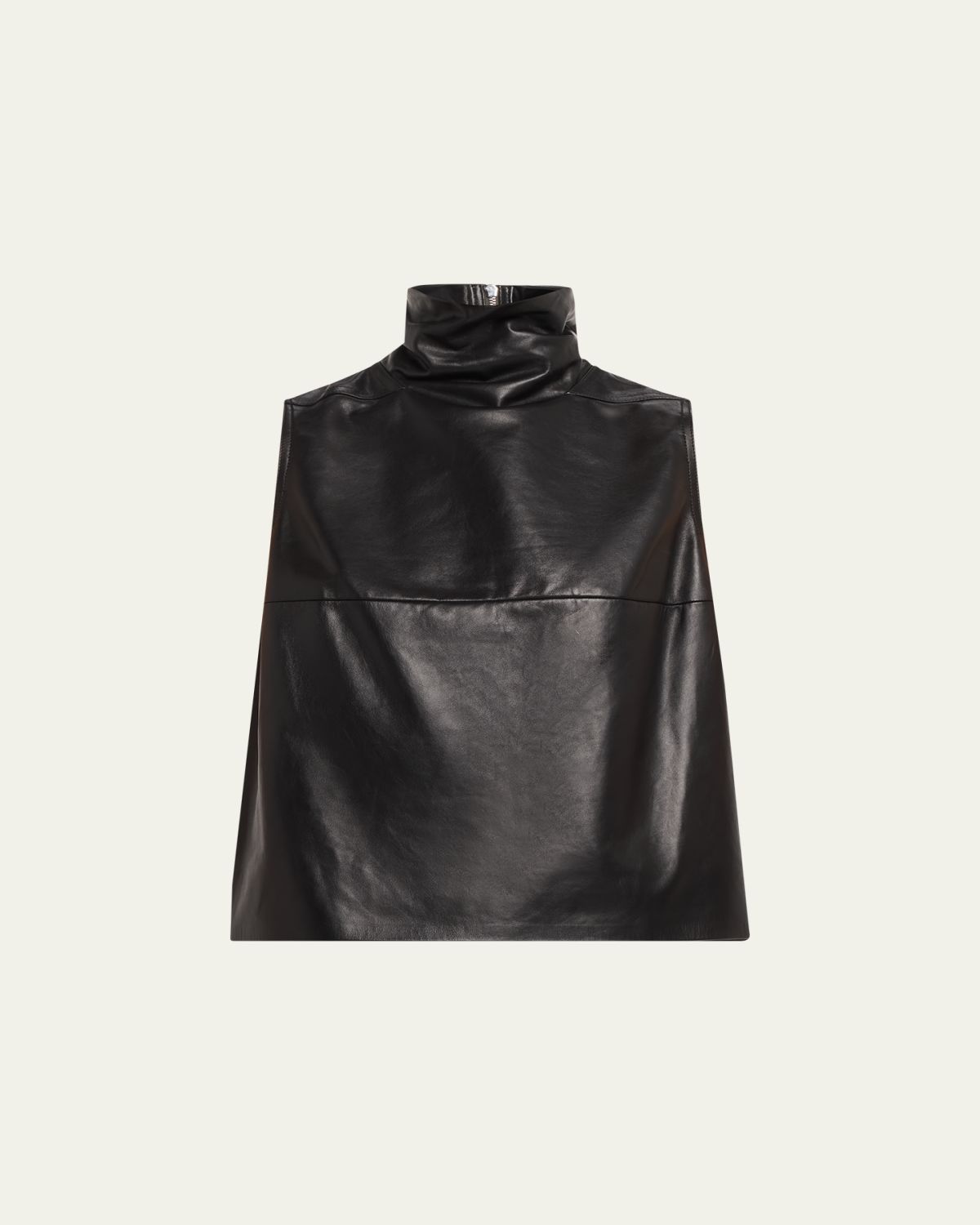 Rick Owens Tabard Sleeveless Leather Half-Zip Top