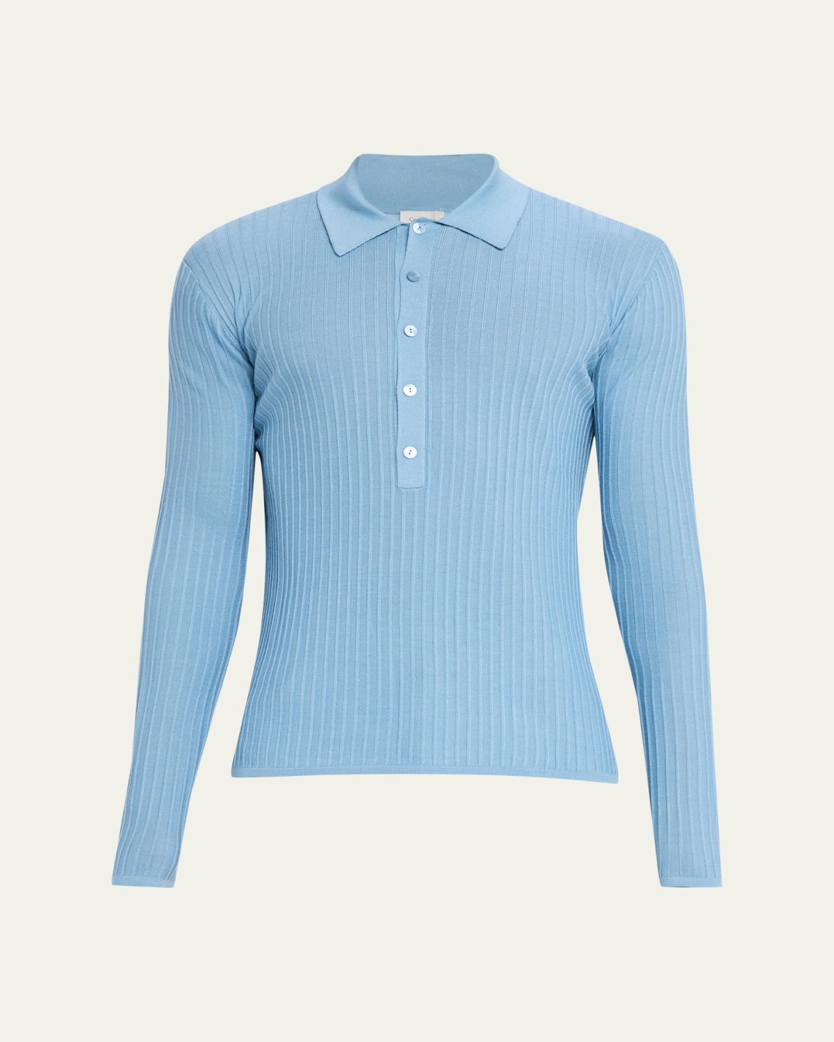 Saint Laurent Men 's Wool, Cashmere and Silk Ribbed Polo Sweater