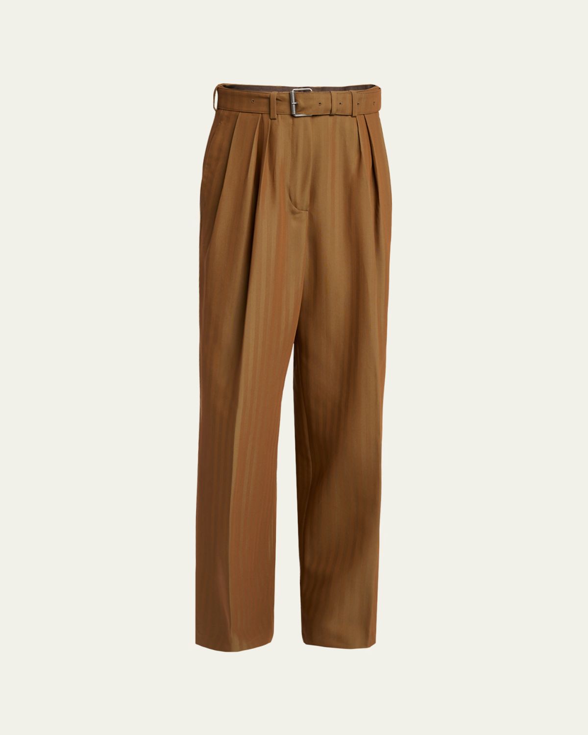Dries Van Noten Peaches Striped Jacquard Straight-Leg Pants With Belt