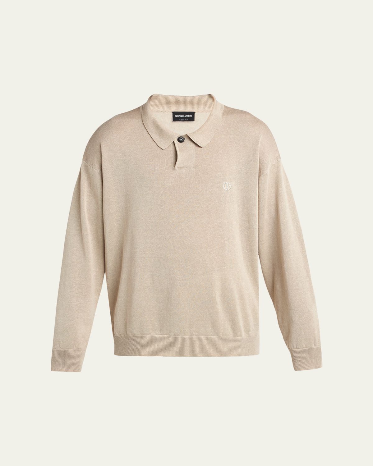 Giorgio Armani Men 's Linen-Blend Polo Sweater