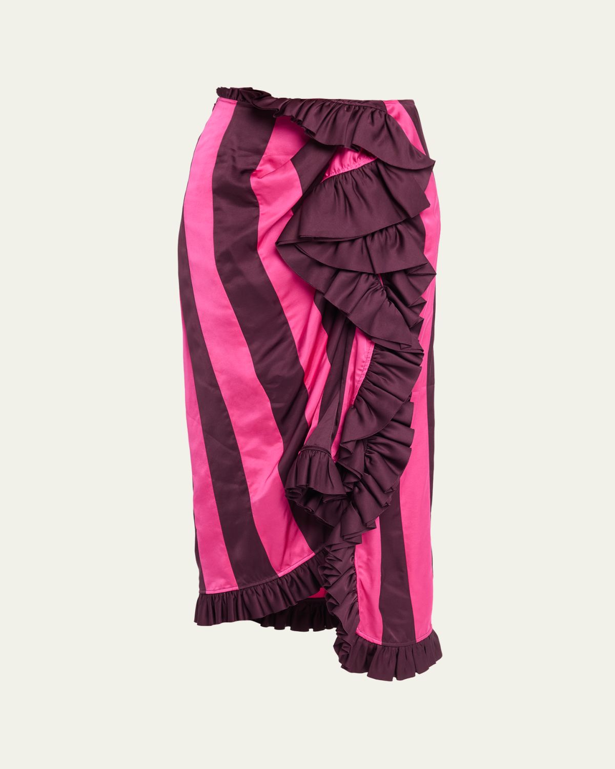 Dries Van Noten Sina Paneled Satin Ruffle Midi Skirt - Women's Clothing