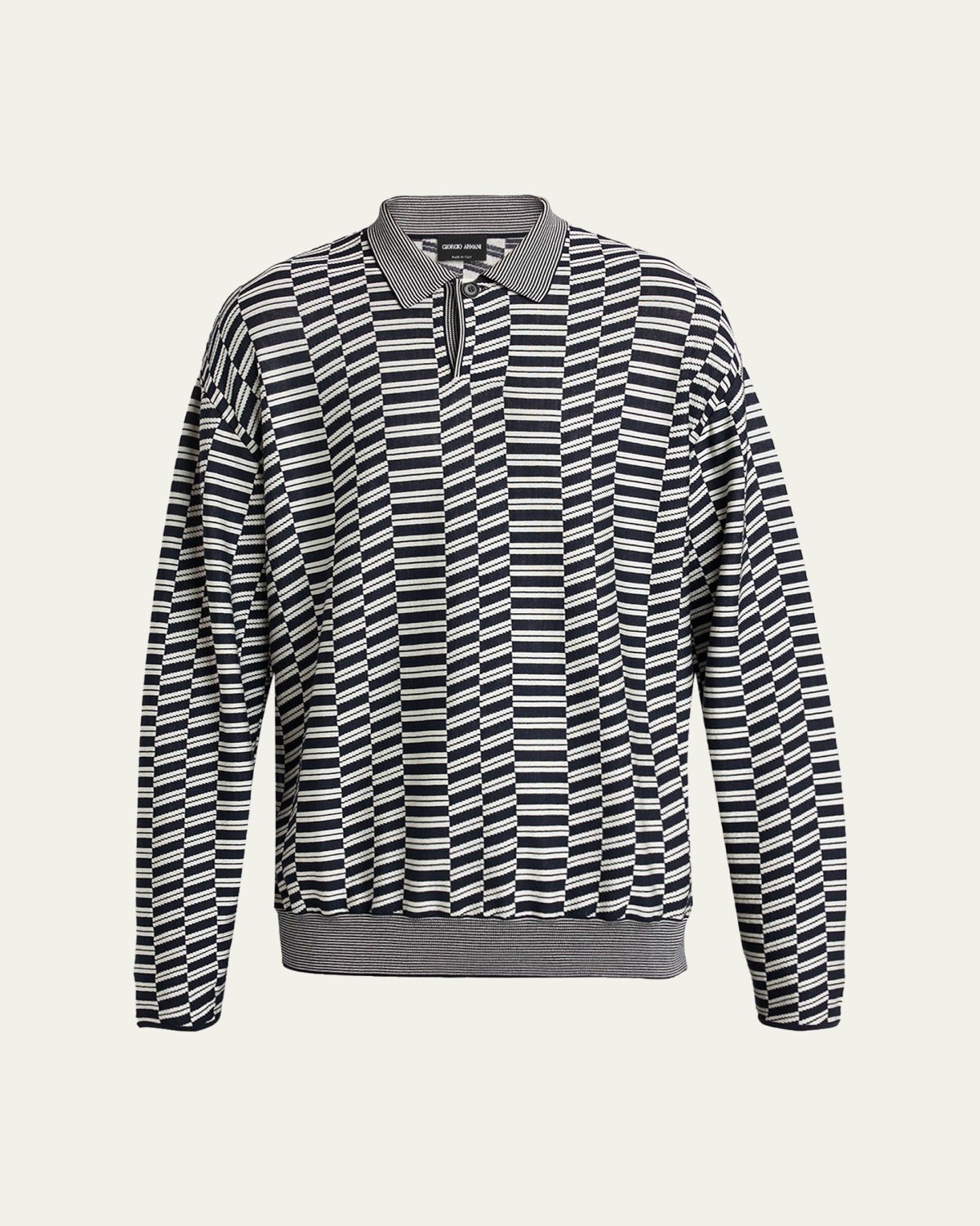 Giorgio Armani Men 's Geometric Knit Polo Sweater