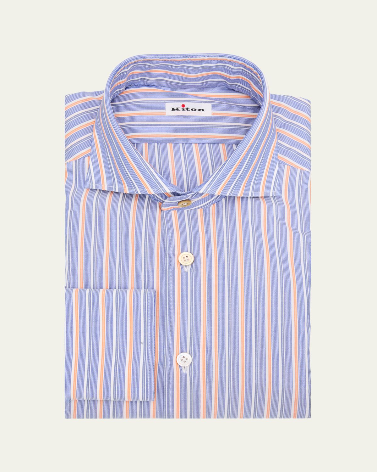 Kiton Men's Variegated Stripe Cotton Dress Shirt